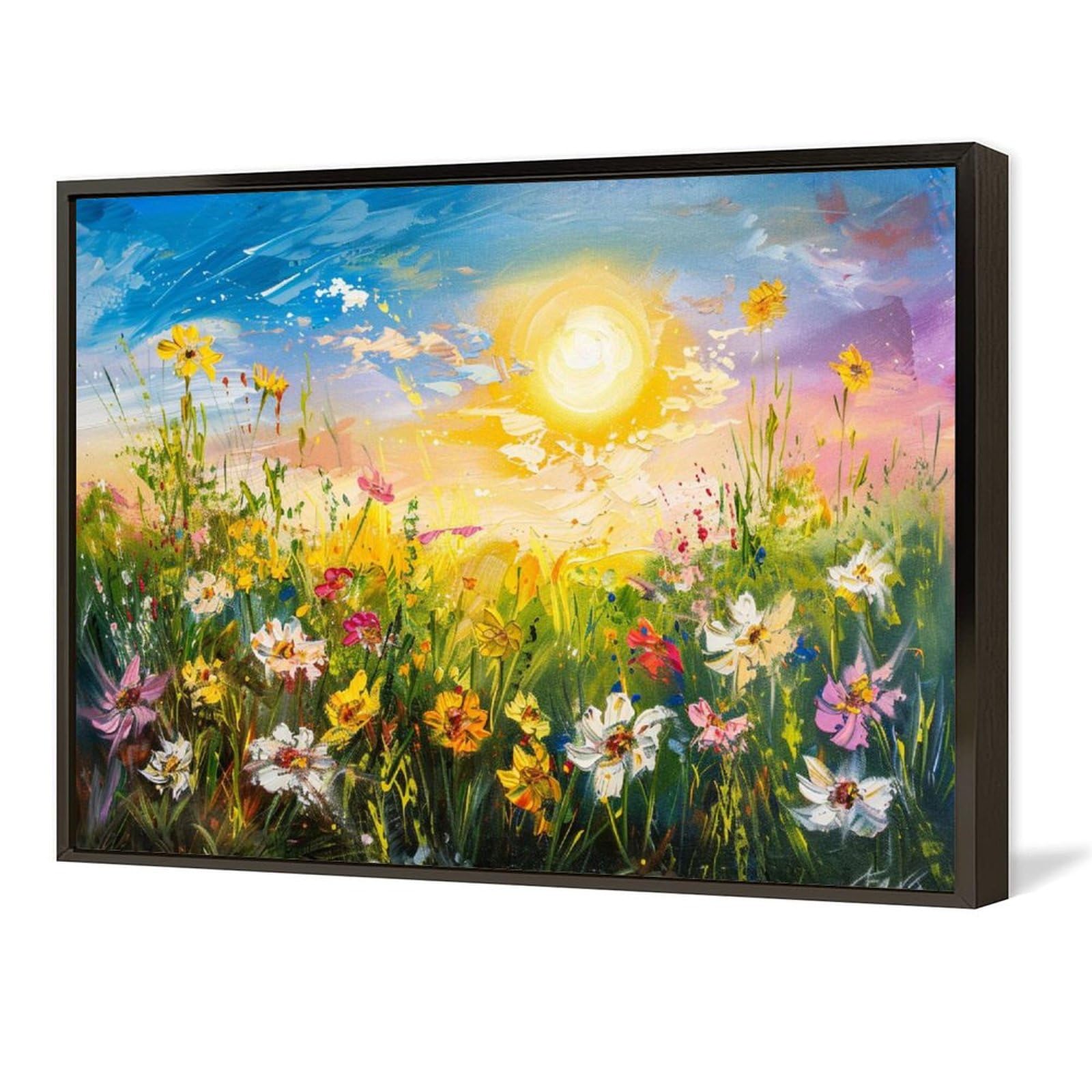 Amazon.co.jp: 絵画 太陽の光が花畑の花を照らします アートパネル