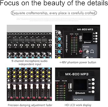 Amazon.com: G-MARK MK800MP3 Professional Audio Mixer Sound Board 8
