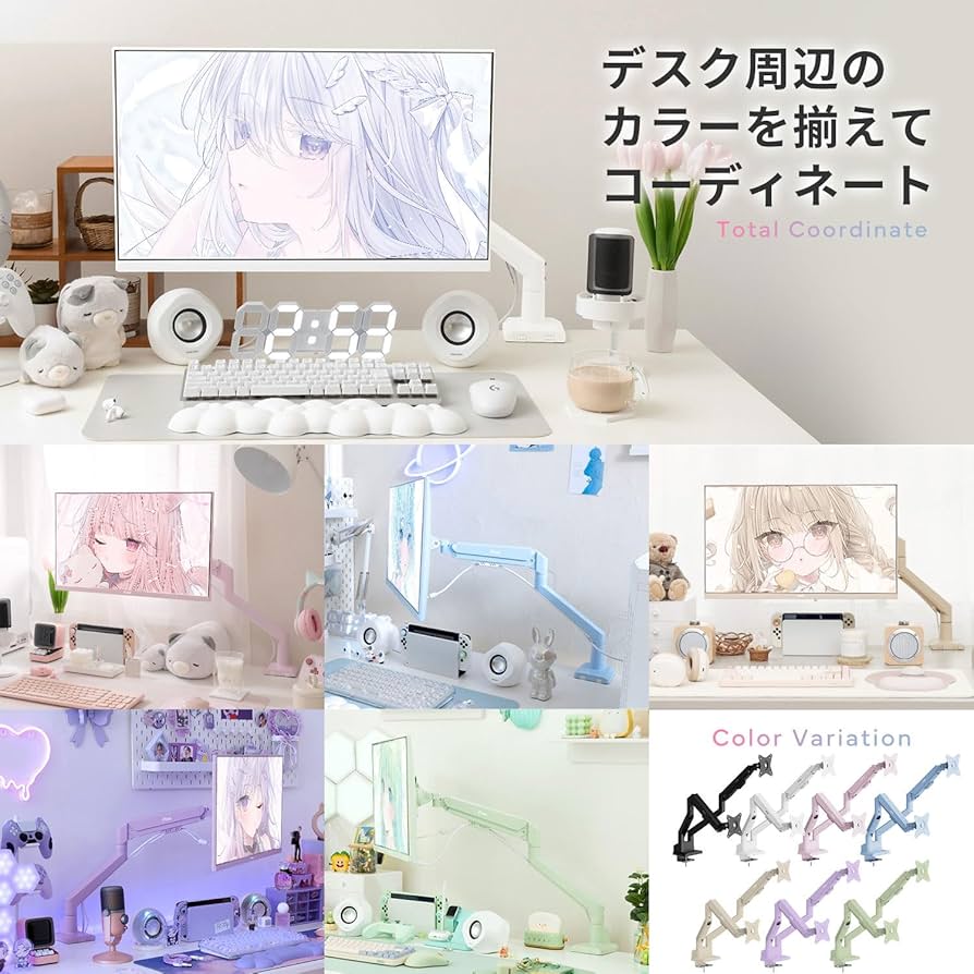 Amazon.co.jp: Pixio PS1D Wave Black モニターアーム デュアル 黒