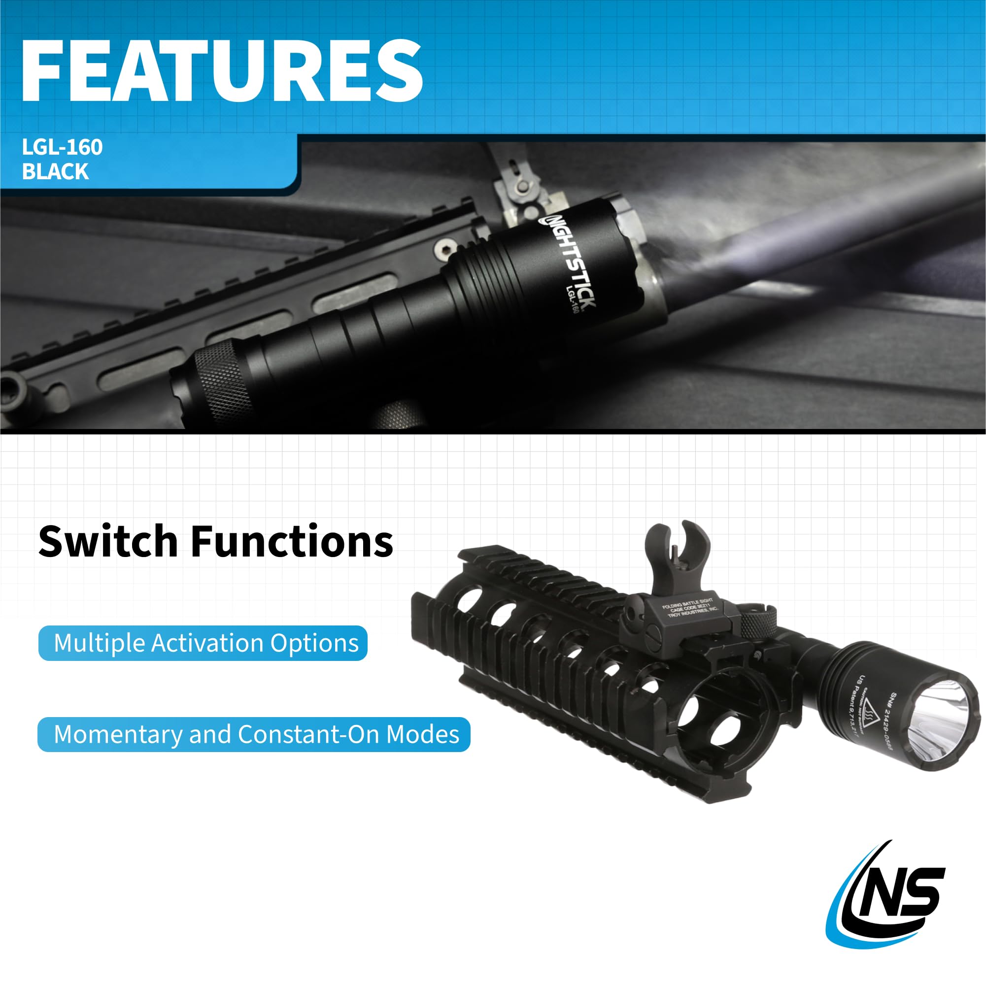 Nightstick LGL-160 1100-Lumen Full Size Rail-Mount Light Kit w