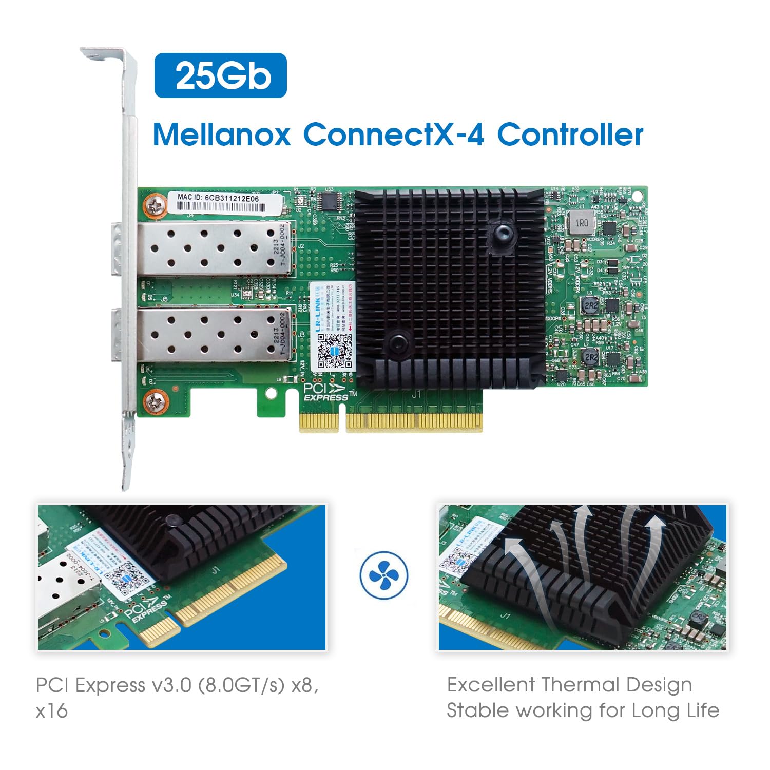 Amazon | 25GbE NICネットワークカード Mellanox ConnectX-4、デュアル