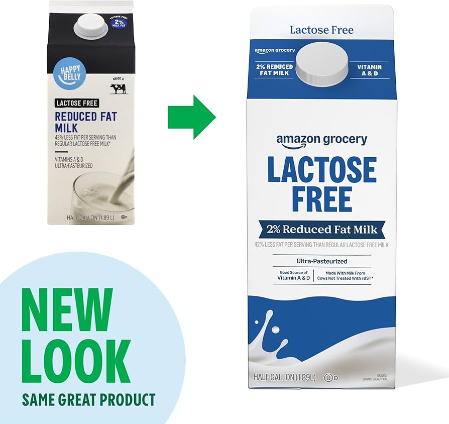 Amazon.com: Amazon Grocery, Lactose Free 2% Reduced Fat Milk, Half