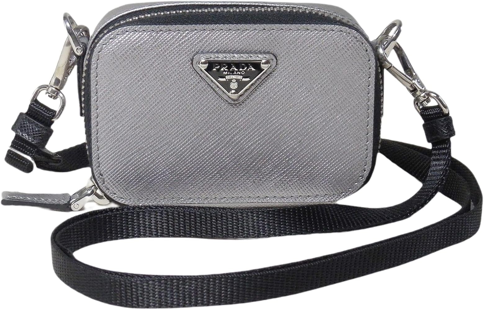 Amazon | PRADA(プラダ) ネックストラップ付ポーチ 財布 シルバー