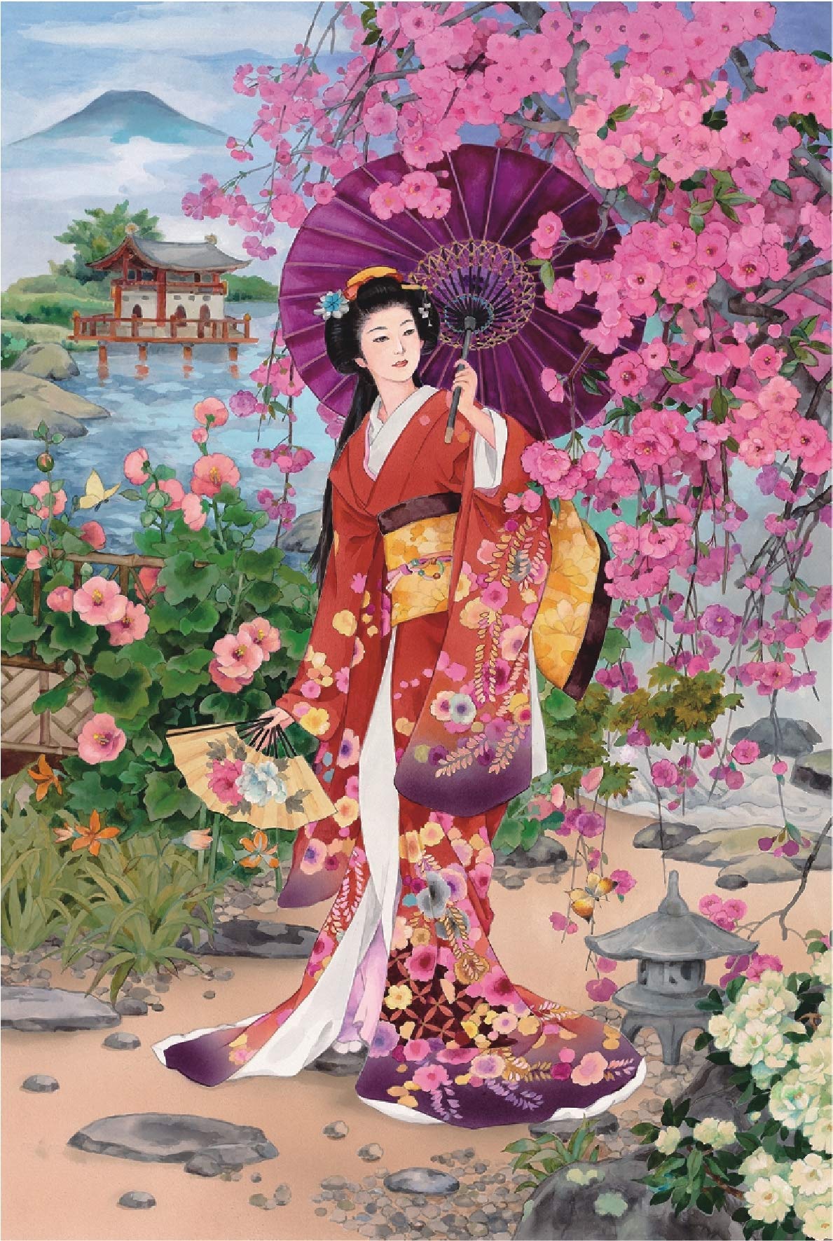 Amazon.com: Funnybox Red Kimono Beauty Paintings by Haruyo Morita