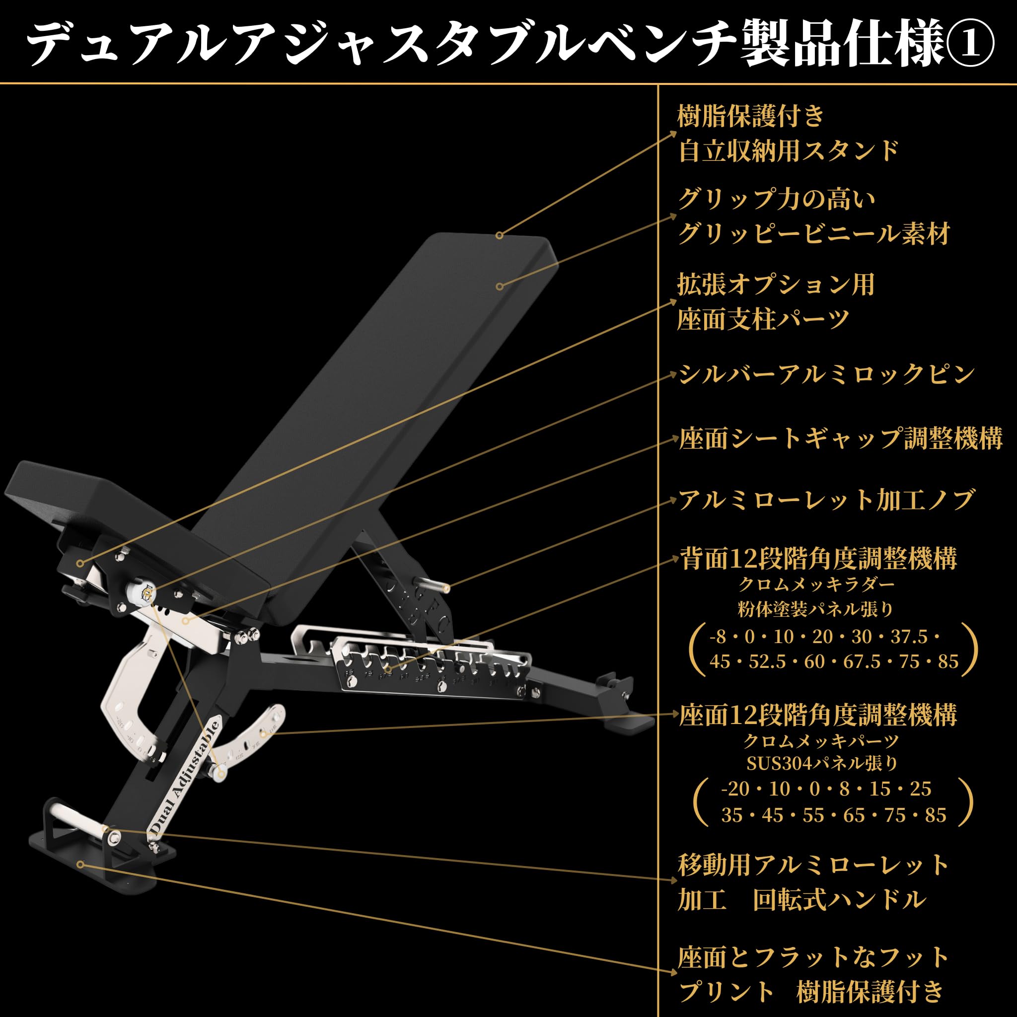 Amazon.co.jp: GentlemanFitnessClub GFCデュアルアジャスタブルベンチ