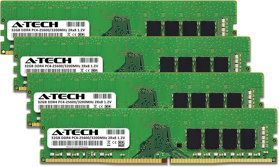 A-Tech 128GB (4x32GB) DDR4 3200 MHz UDIMM PC4-25600 (PC4-3200AA