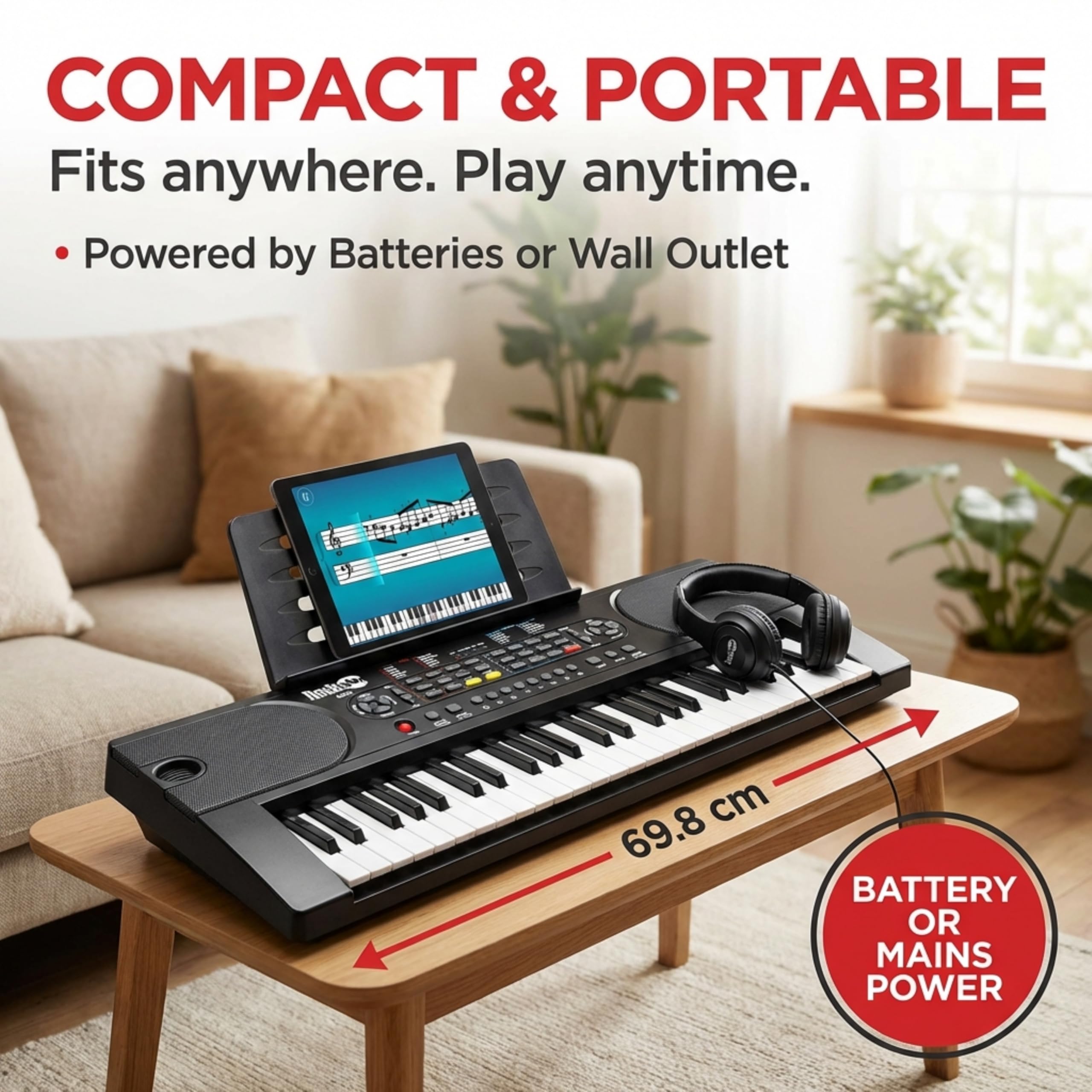 Amazon | RockJam 49鍵 電子キーボード RJ549 【電源アダプター、譜面