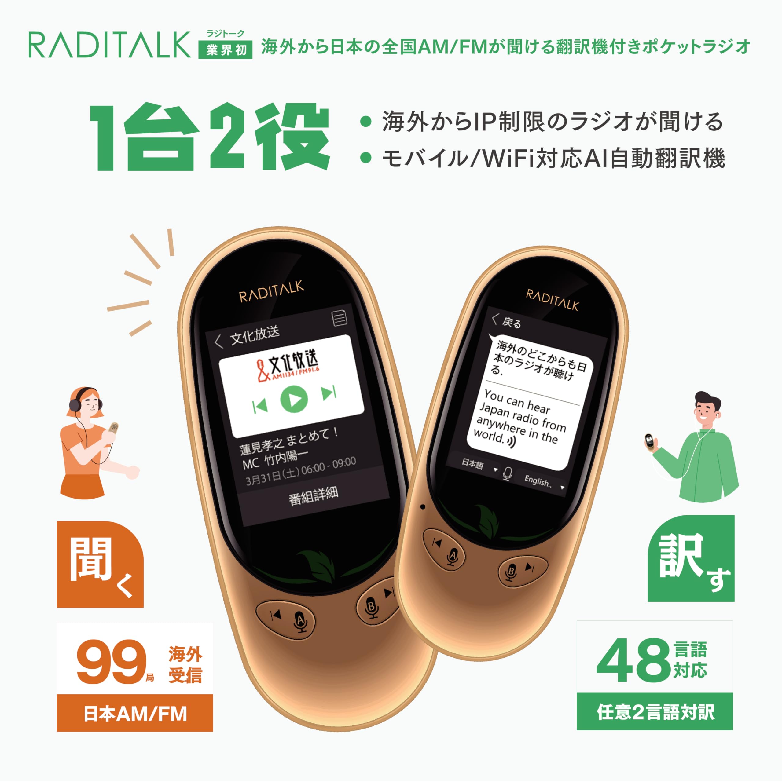 Amazon.co.jp: RADITALK ラジトーク AI翻訳機/NETラジオ S601 : 文房具