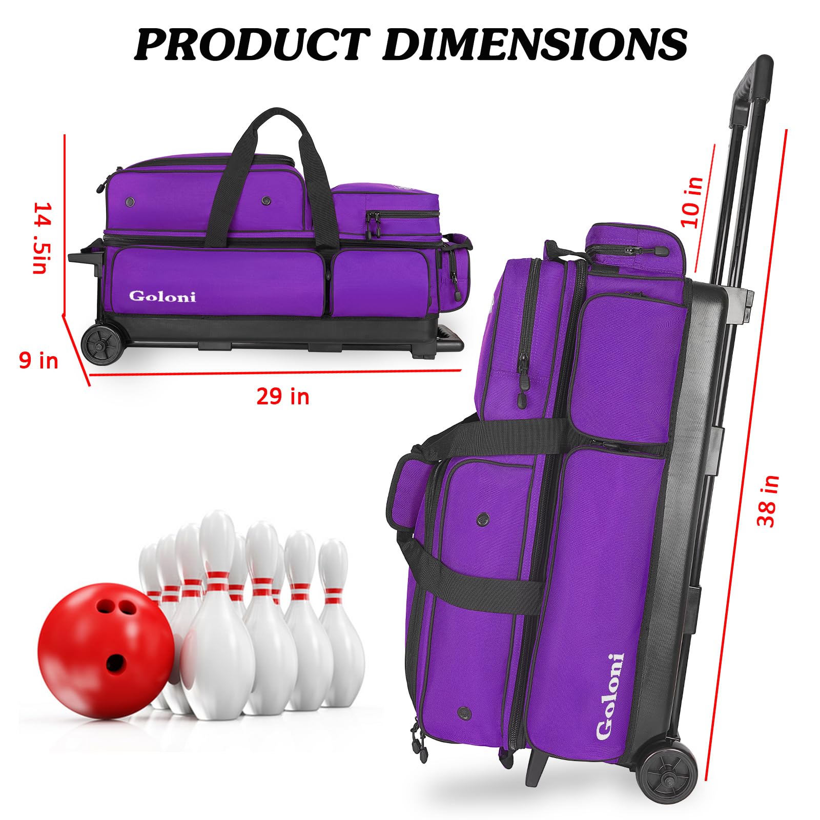 Amazon.co.jp: Goloni 3ボールボウリングバッグ キャスター付き