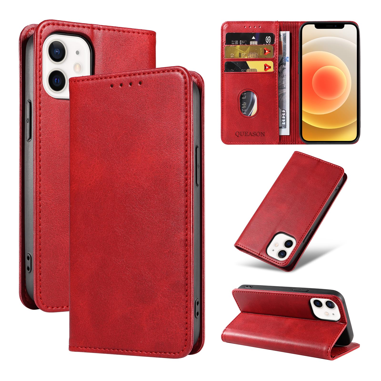 Amazon.co.jp: QUEASON【iPhone 12mini 用 ケース 手帳型】マグネット