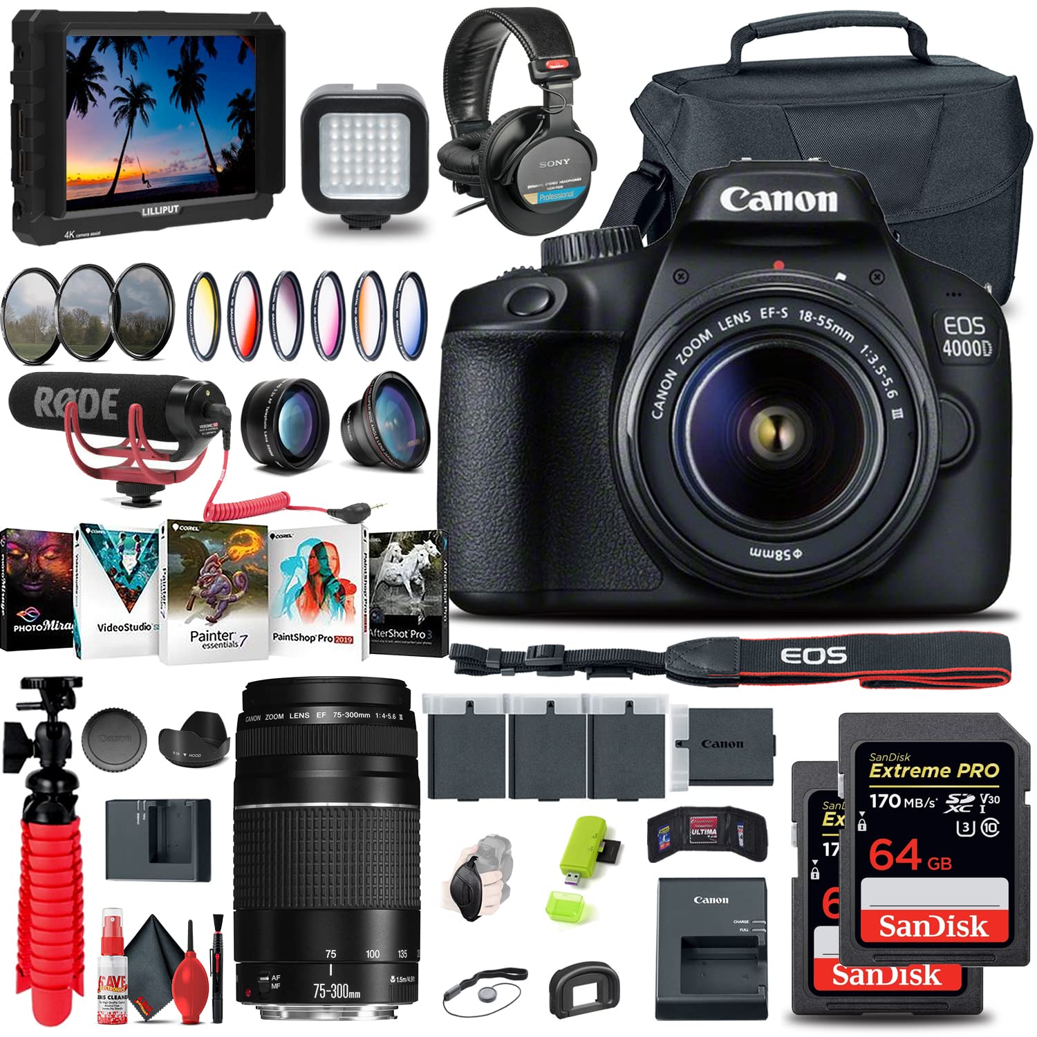 Amazon.com : Canon EOS 4000D / Rebel T100 DSLR Camera with 18-55mm