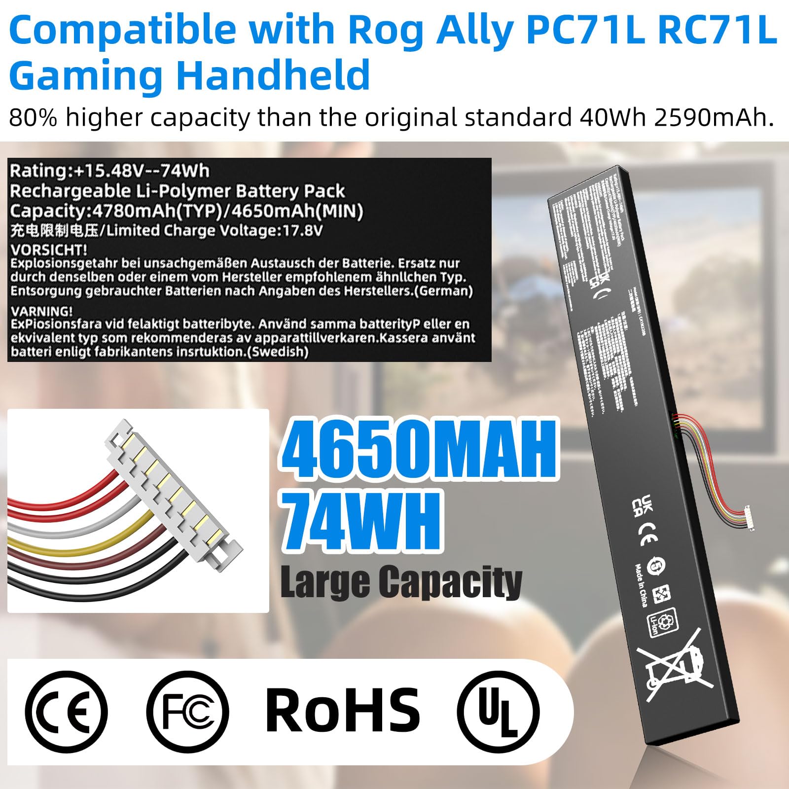 Amazon.com: JGTM C41N2208 74Wh Battery Upgraded Kit for ASUS ROG