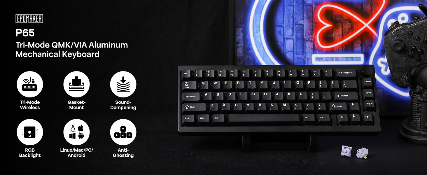 Amazon | EPOMAKER P65 QMK/VIA ワイヤレスアルミニウムゲーミング