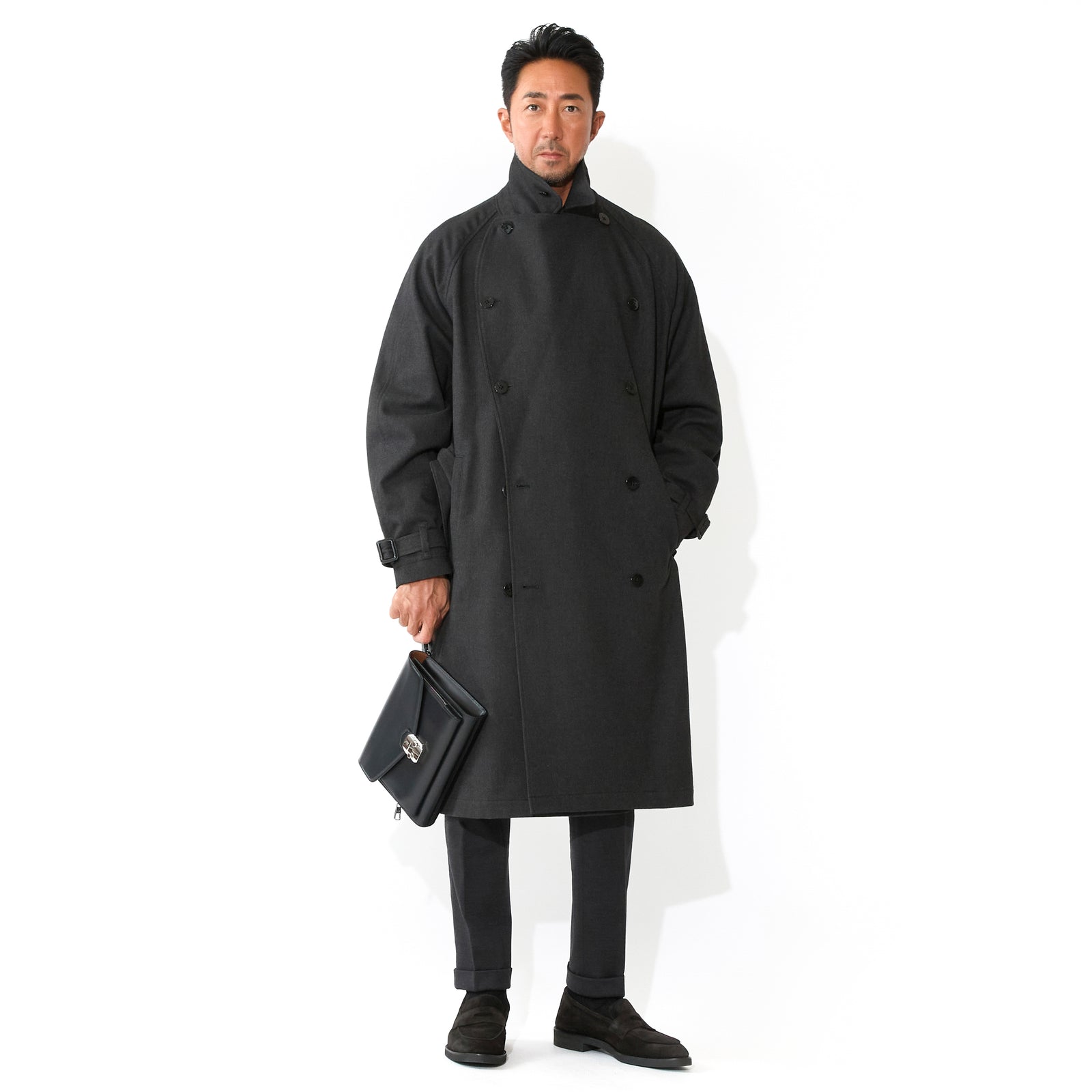 トレンチコート バーズアイ ブラック – MINIMAL WARDROBE