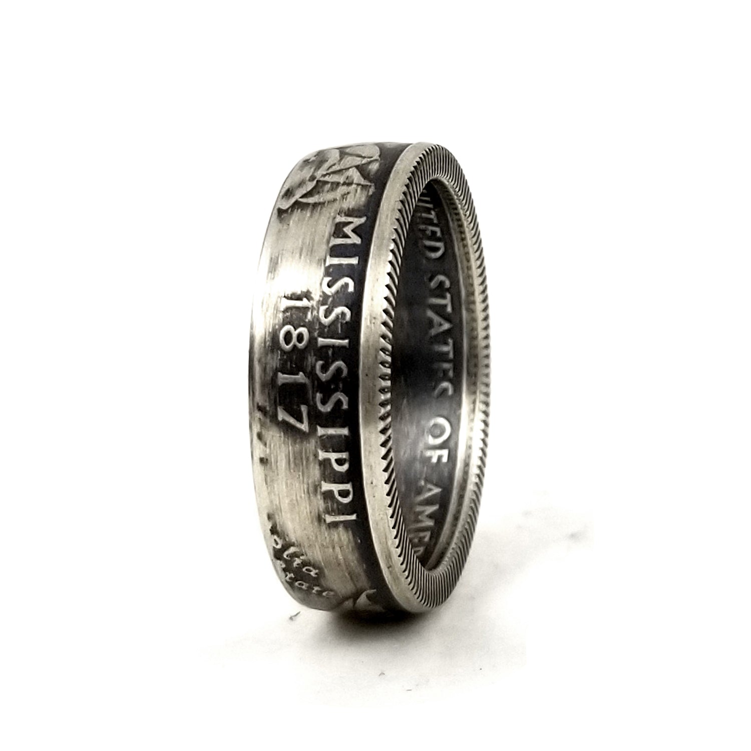 90% Silver Mississippi Quarter Ring - Silver Coin Rings by Midnight Jo