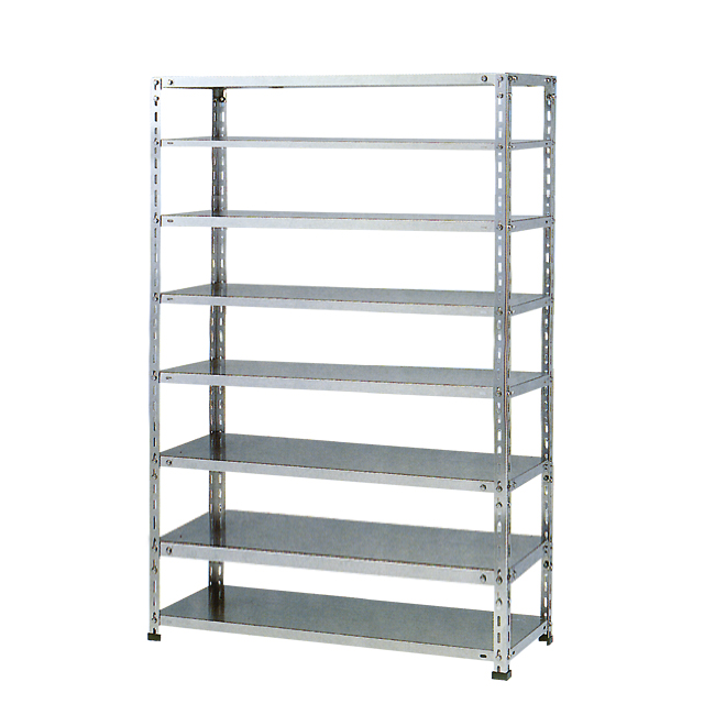 150kg/段 SUS304 軽中量ボルト式 ステンレス棚 高さ1200 x 棚板7枚