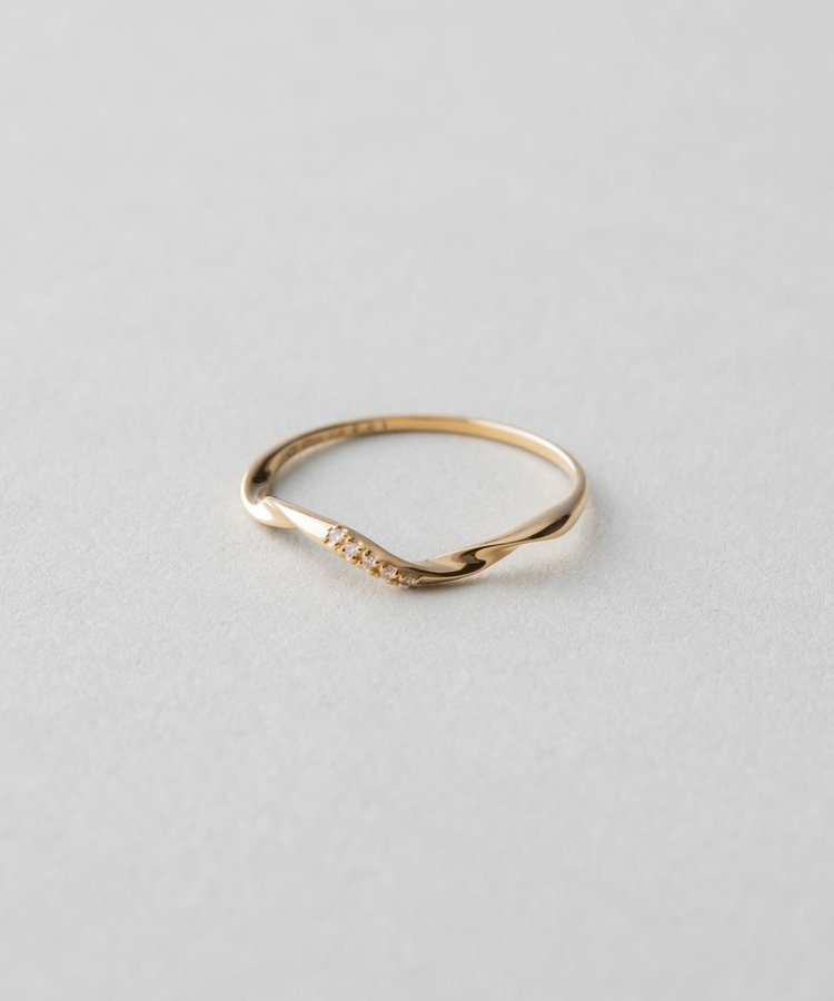 K18YG スキニー ダイヤモンド ツイスト リング（203011） ｜ women