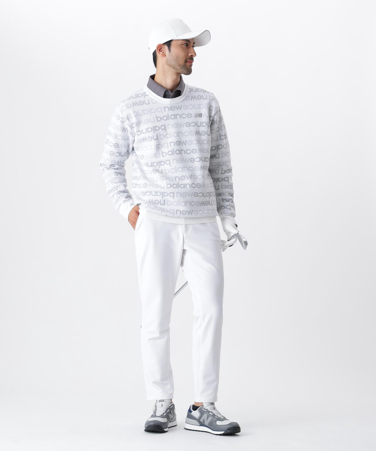 アップサイドダウンロゴボーダー 吸湿発熱 クルーネック ニット プル