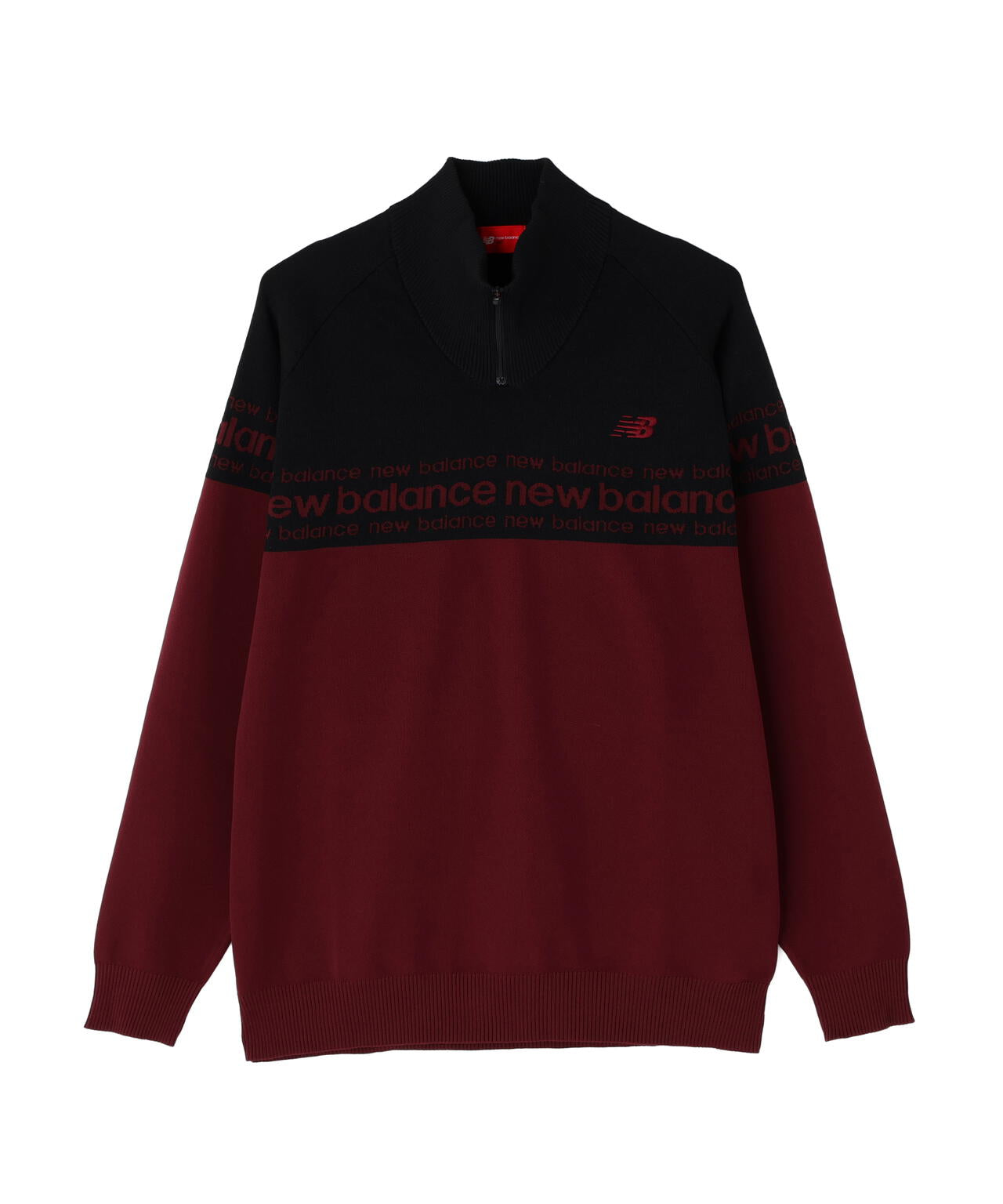 ロゴライン 軽量 ハーフジップ スタンド ニット プルオーバー (MENS