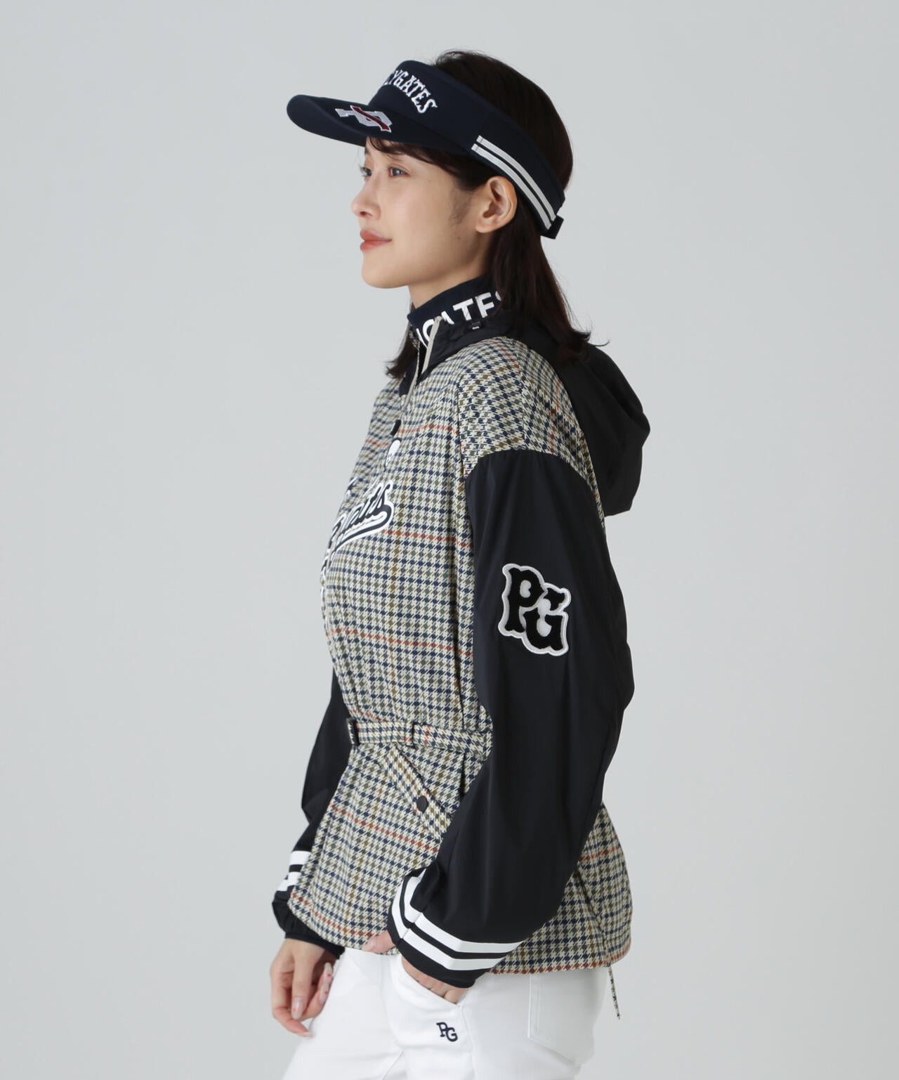 30dナイロンストレッチタフタフーディジャケット ＜ガンクラブチェック