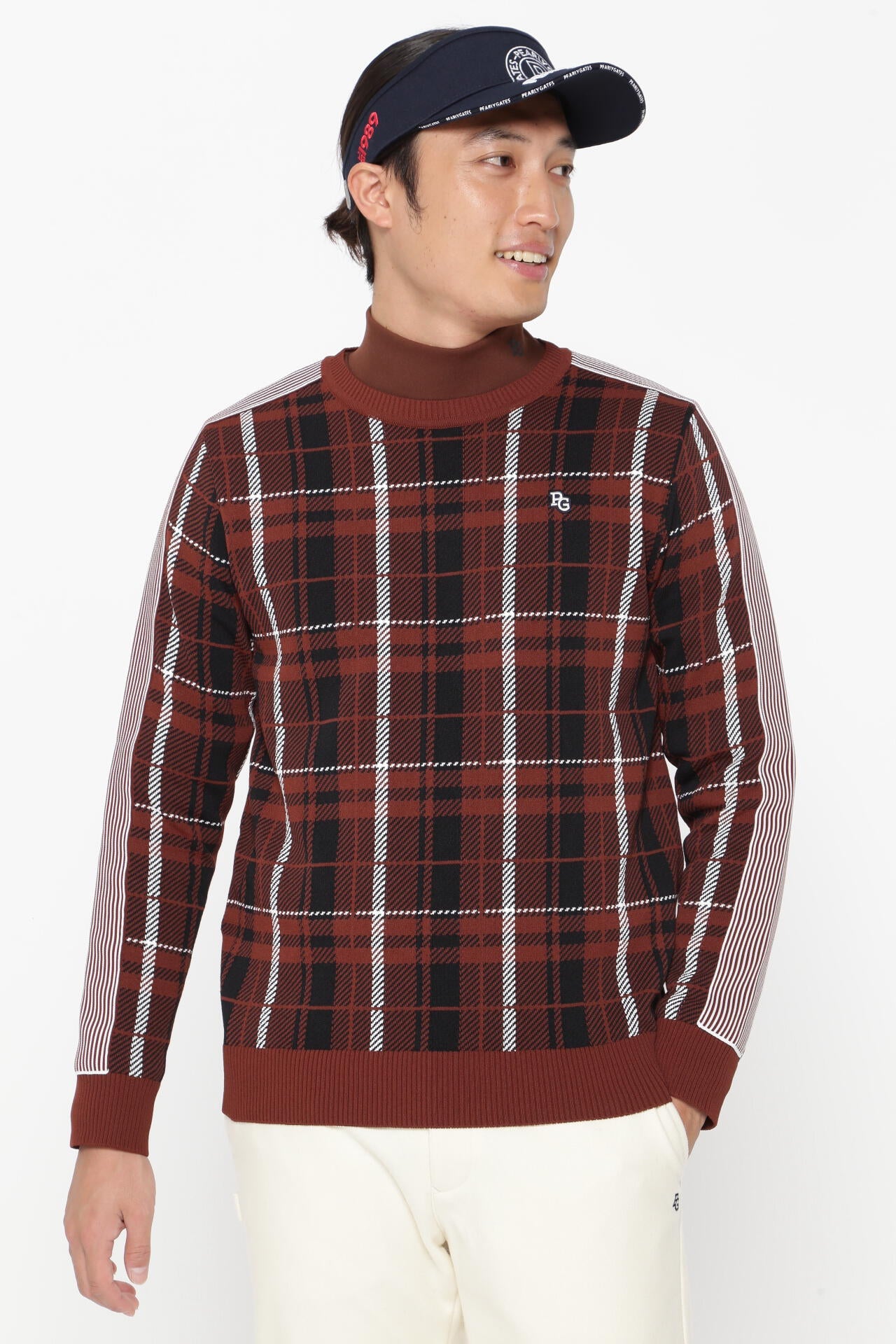 クルーネックニットプルオーバー ＜CHECKシリーズ＞ | PEARLY GATES