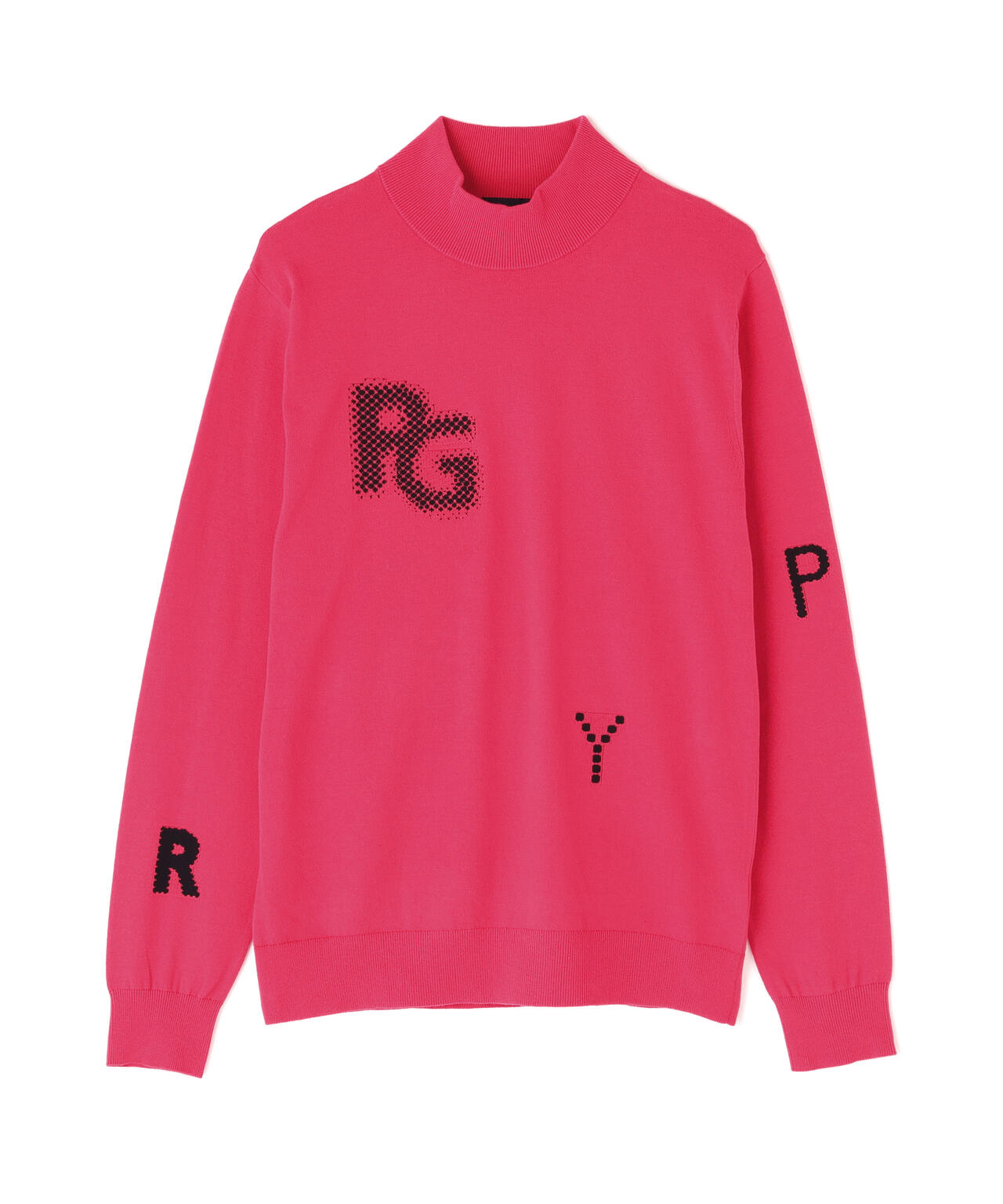 12G部分ジャガードカシミヤタッチコットンハイネックニットプル