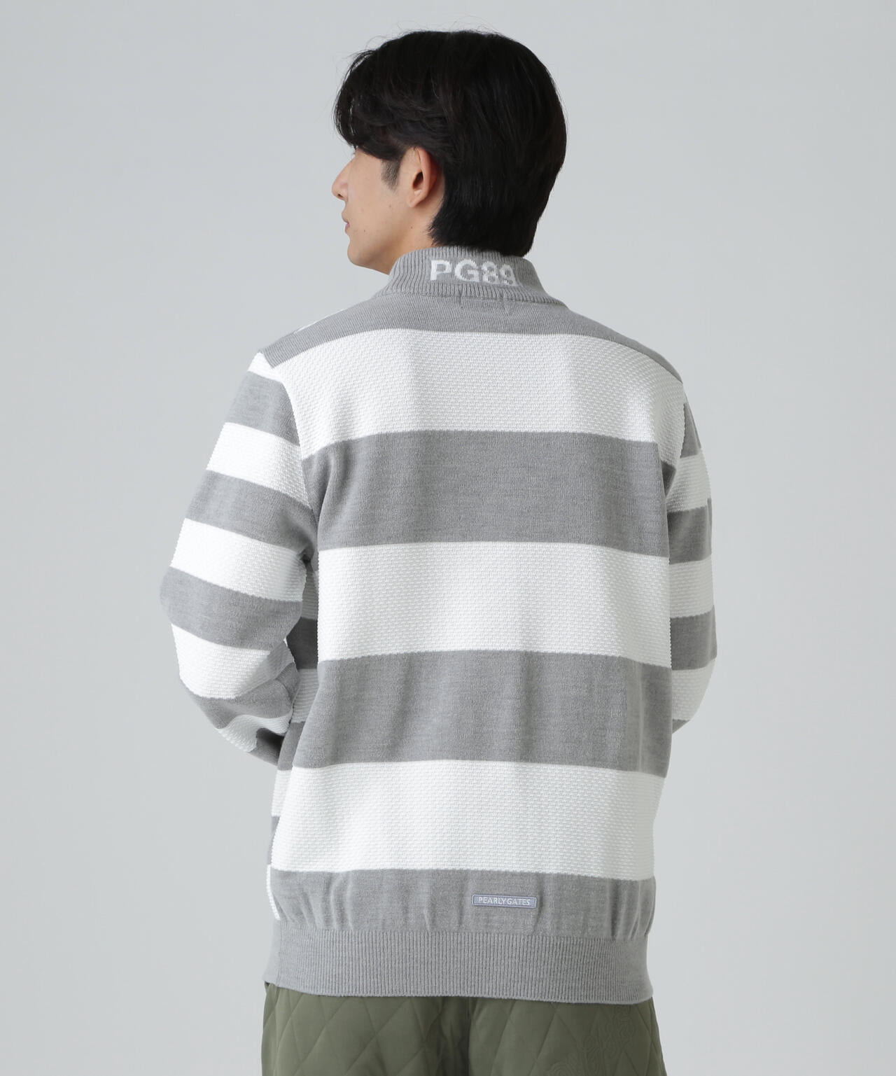 10G天竺ボーダー柄モックネックニットプルオーバー | PEARLY GATES