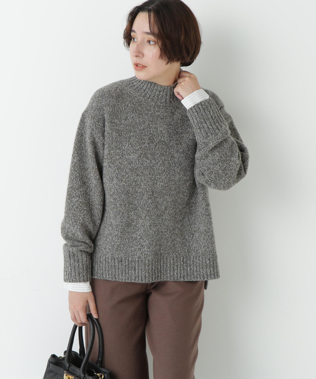 ≪洗える≫ウールローゲージMIXヤーンハイネックプルオーバー