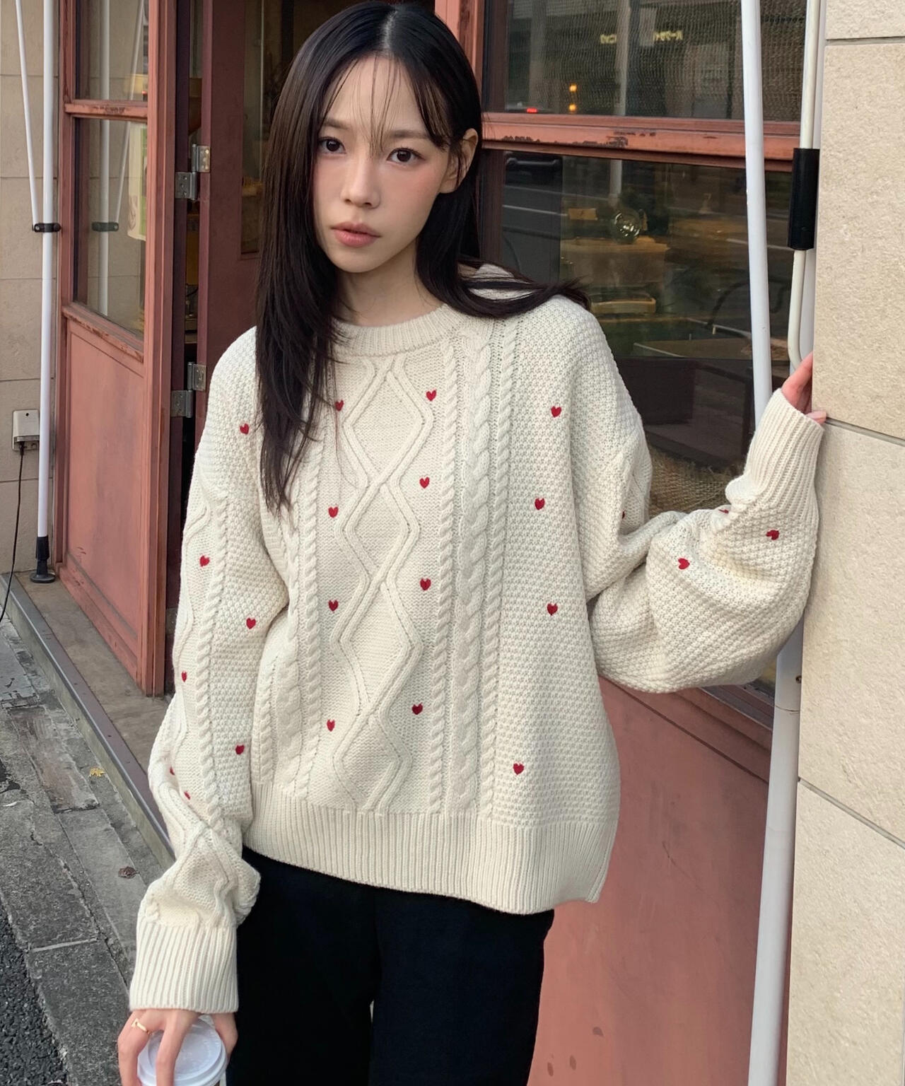 ハート刺繍ケーブルニット | FREE'S MART（フリーズマート） ｜【公式