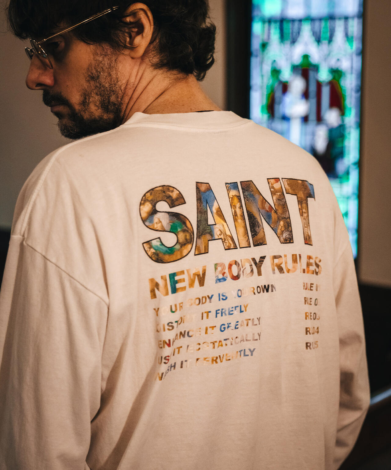 SAINT MICHAEL/セントマイケル/LS TEE/NEW BODY RULES/WHITE | ROYAL