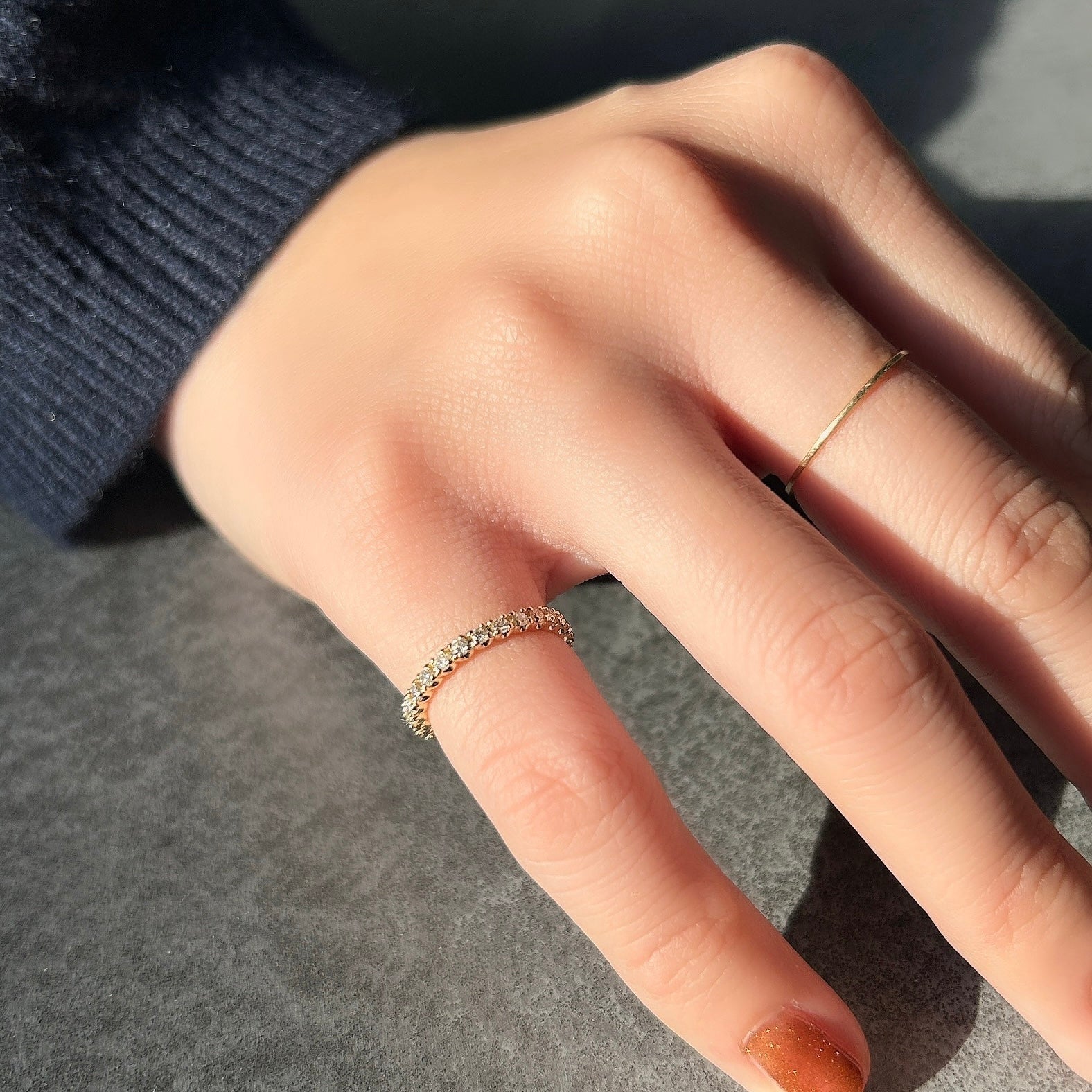 受注生産品】K18ダイヤモンドフルエタニティピンキーリング