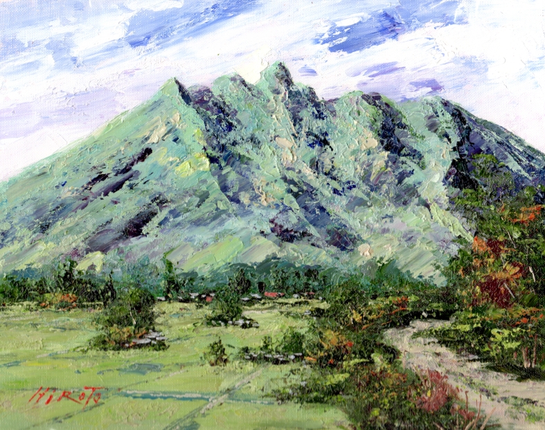油絵の絵画で西村拡人が描いた阿蘇の絵の油絵「根子岳・3」をご購入