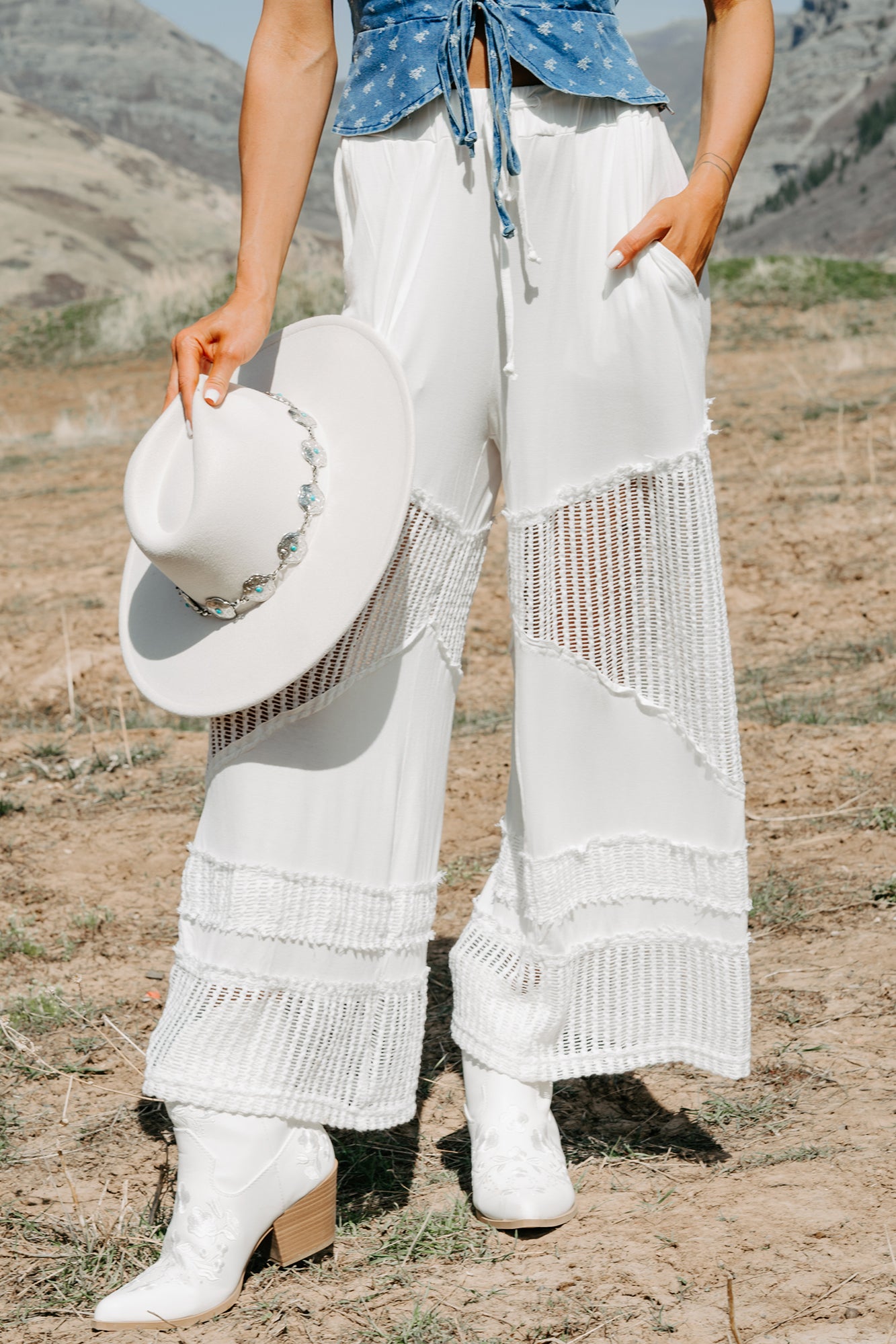 Barefoot Freedom POL Crochet Wide Leg Pants (White) · NanaMacs