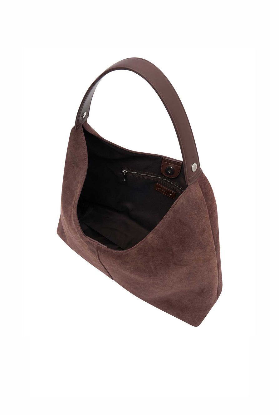 Nakedvice | The Renee Choc Suede Bag | Women's Leather Bags