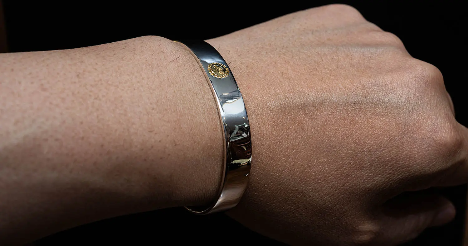 HIDEO MOTOIKE BG-04 K24イーグルスタンプ付平打ちバングル