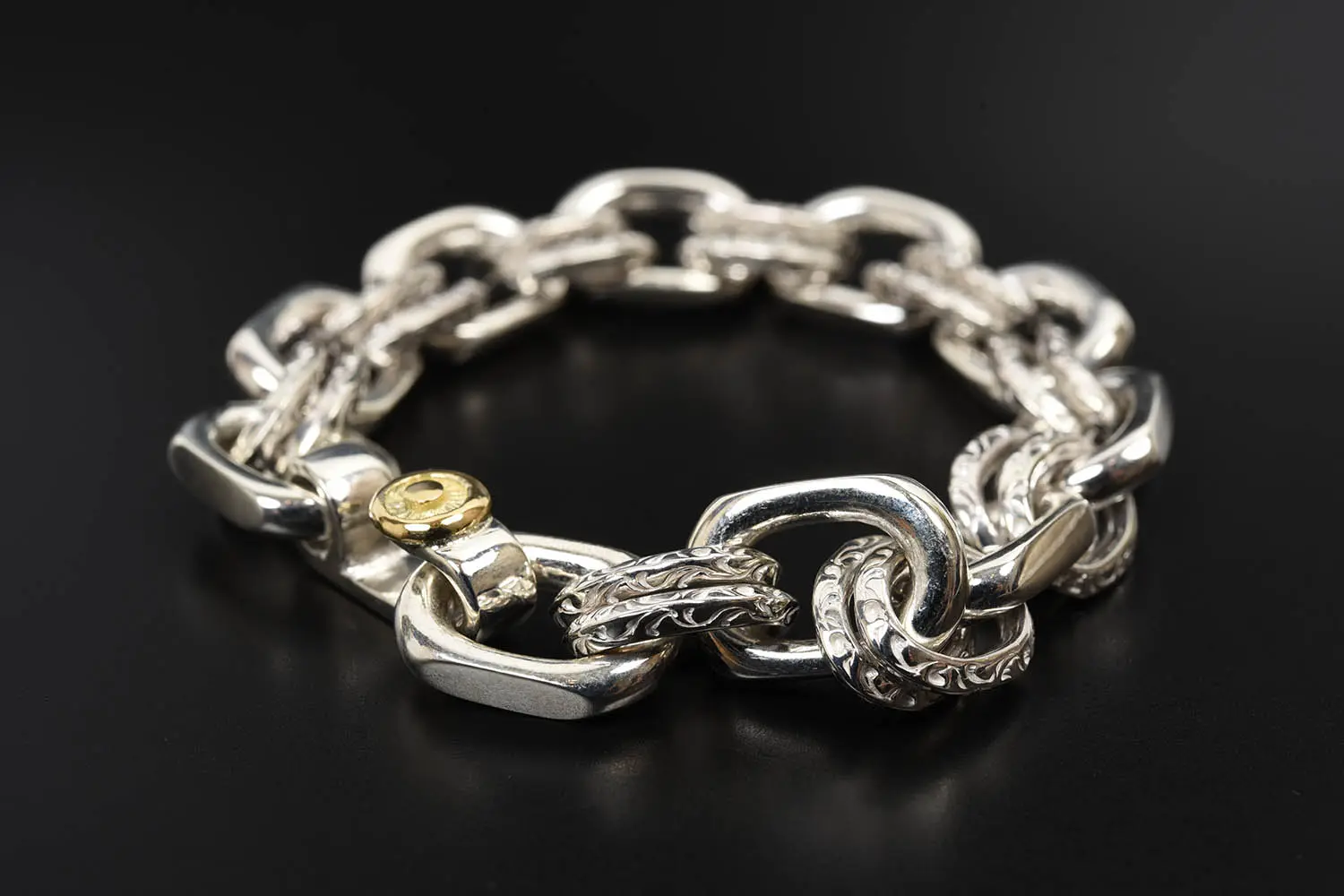 K18メタル付925シルバーダブルチェーン】- MOTOR-Natoriya