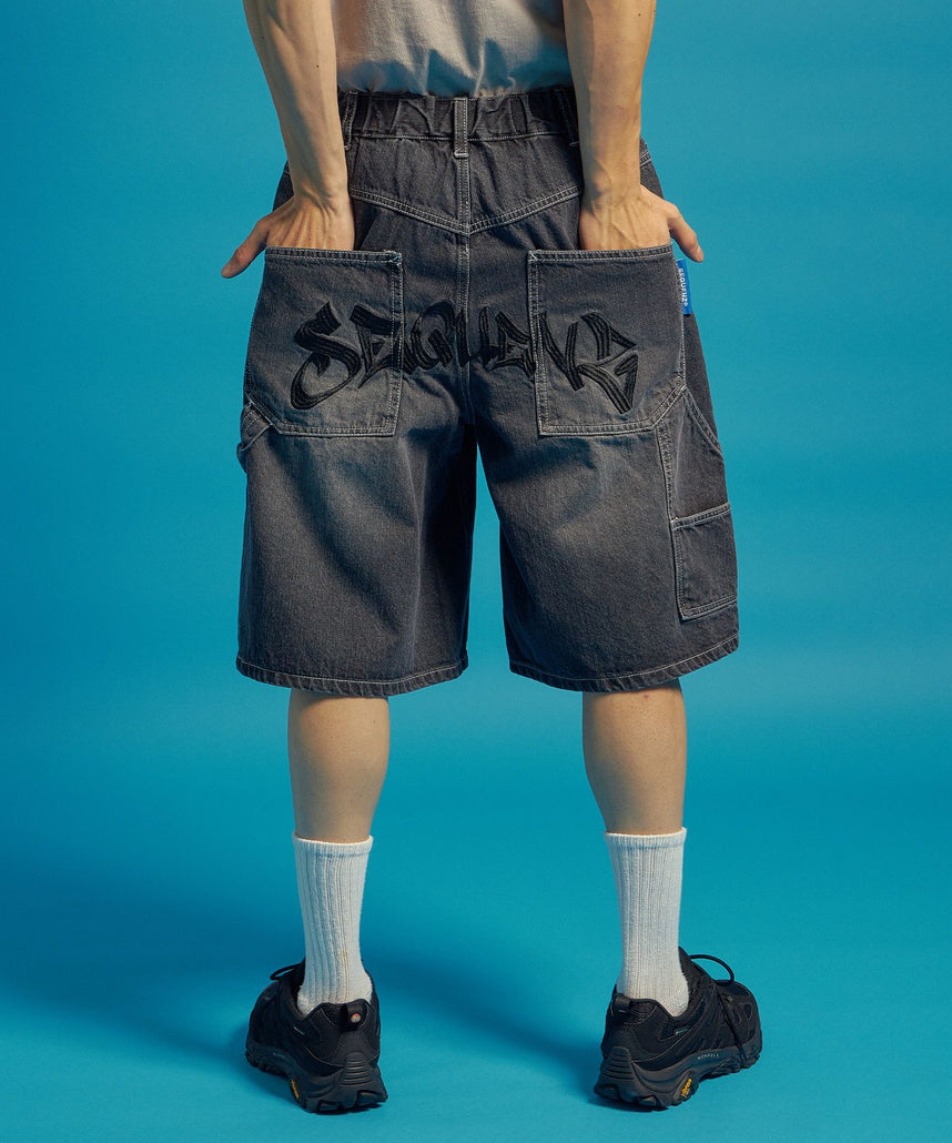 SEQUENZ（シークエンズ）】BACK EMB. SHORT DENIM / デニム パンツ 半