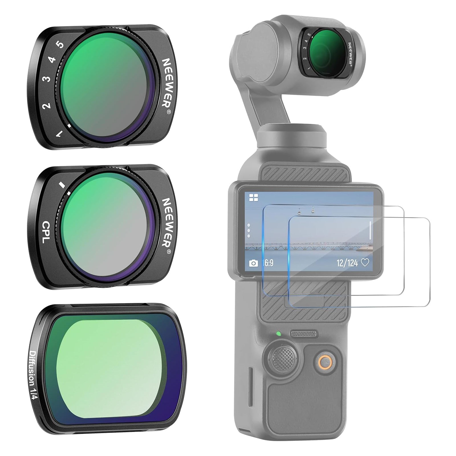 NEEWER FL-89 3-Pack Magnetic ND Filter Set For Pocket 3