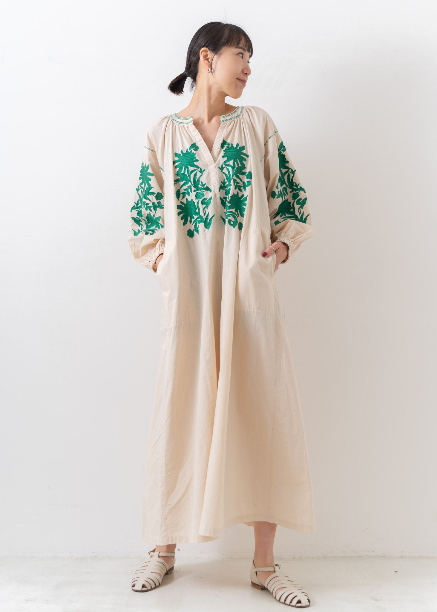 Cotton Linen Big Flower Embroidery Dress | Pasand by ne Quittez