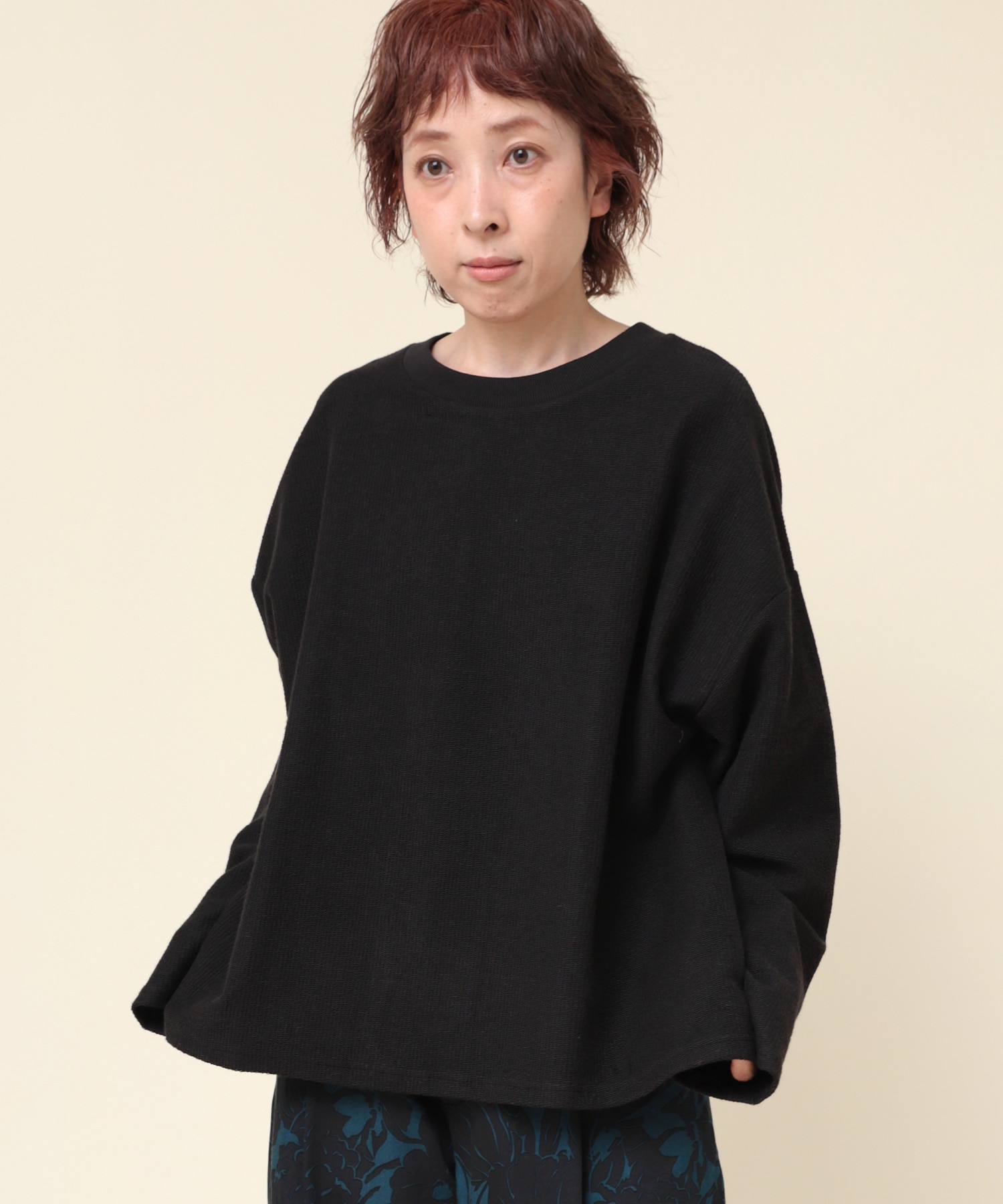 M2135 5飛び裏毛オーバーサイズプルオーバー(M ブラック): トップス