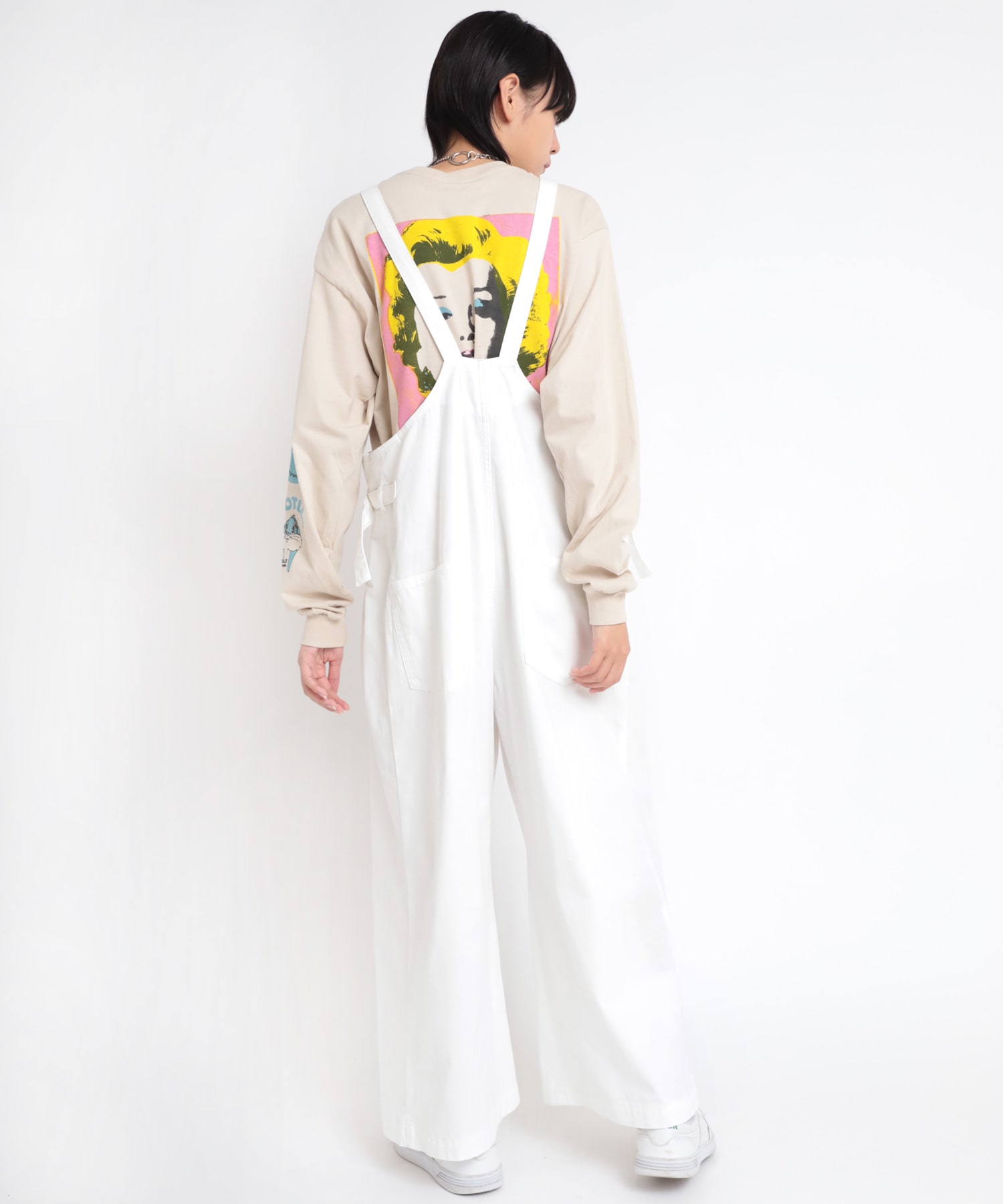 O0670 スーパーワイドオーバーオール(M ホワイト): オールインワン