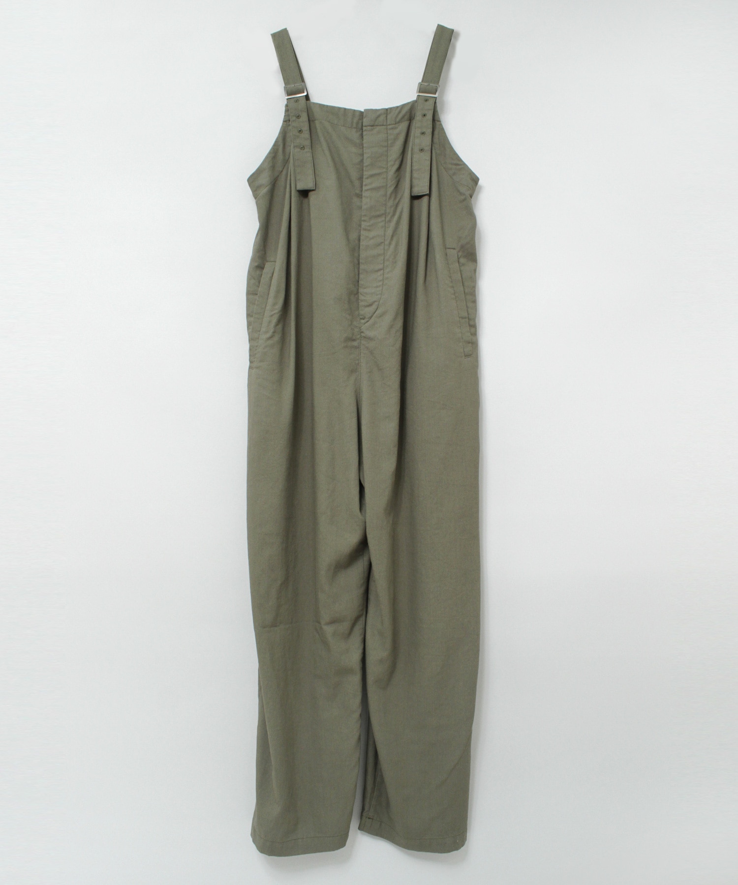 O0725 レーヨンリネンコットンオーバーオール(M ブラック