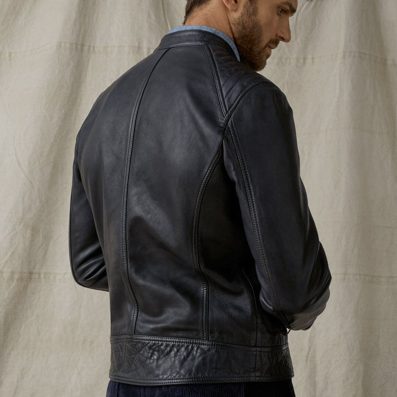 Belstaff - V Racer 2.0 Leather Jacket in Bright Navy | Nigel Clare