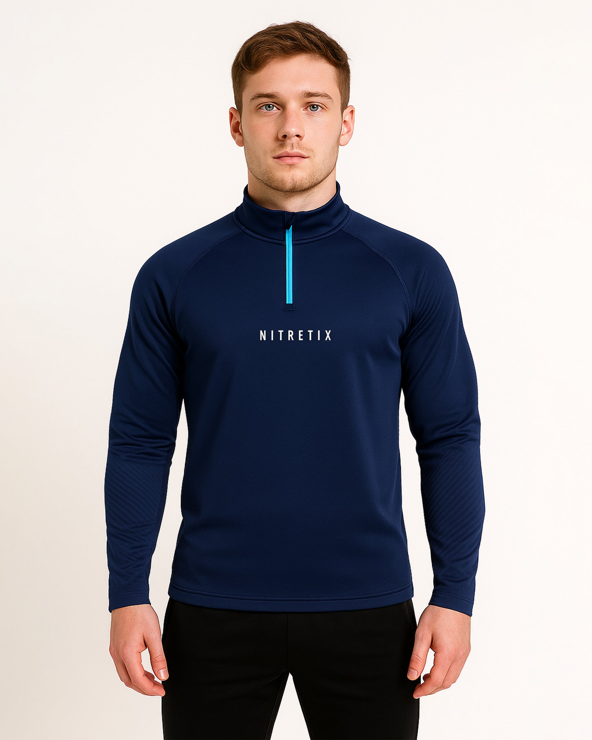 Quarter Zip Navy Blue Track Top Reflective – Nitretix