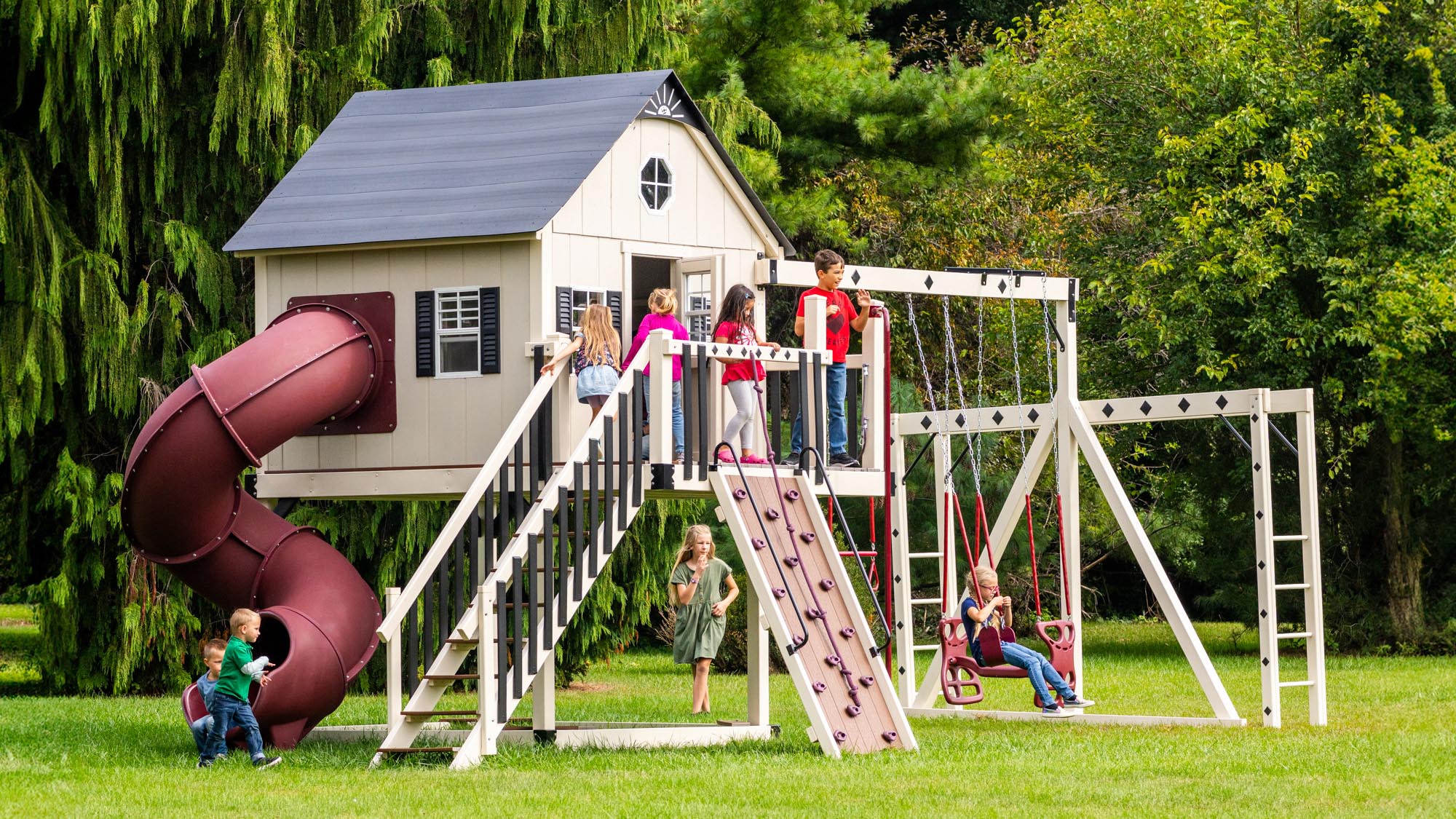 King Swings The Palace Vinyl Swing Set - NJ Swingsets