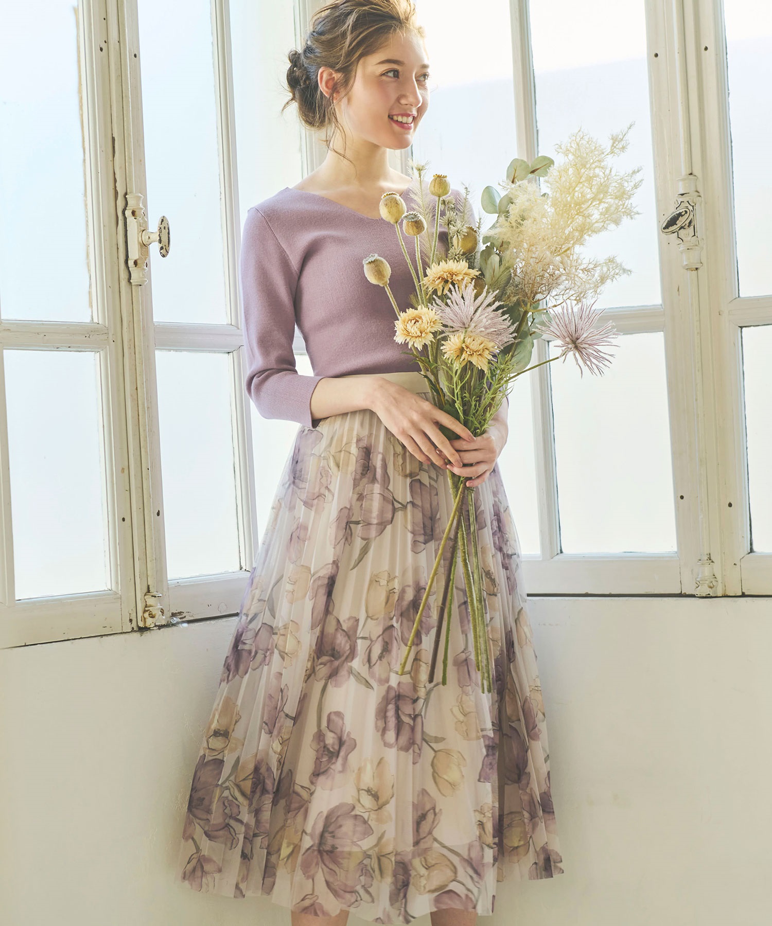 ニット×花柄チュールスカートセット | セットアップ | NOELA OFFICIAL