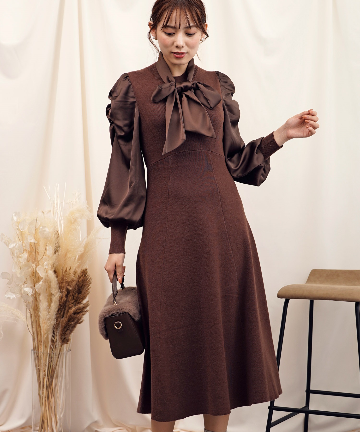 袖異素材ニットワンピ | ニットワンピース | NOELA OFFICIAL WEB STORE