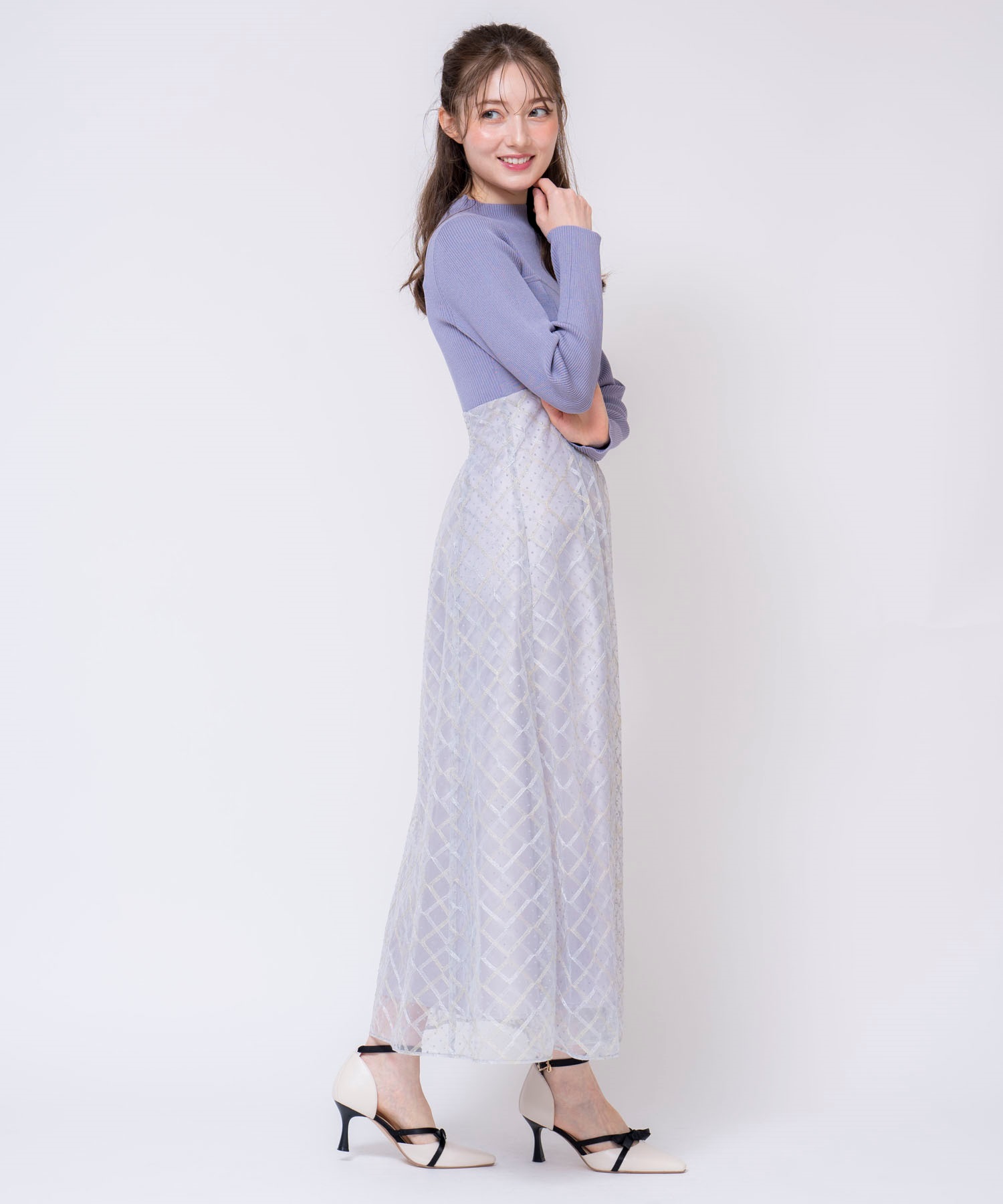 ラメチェックドッキングニットワンピース | ニットワンピース | NOELA