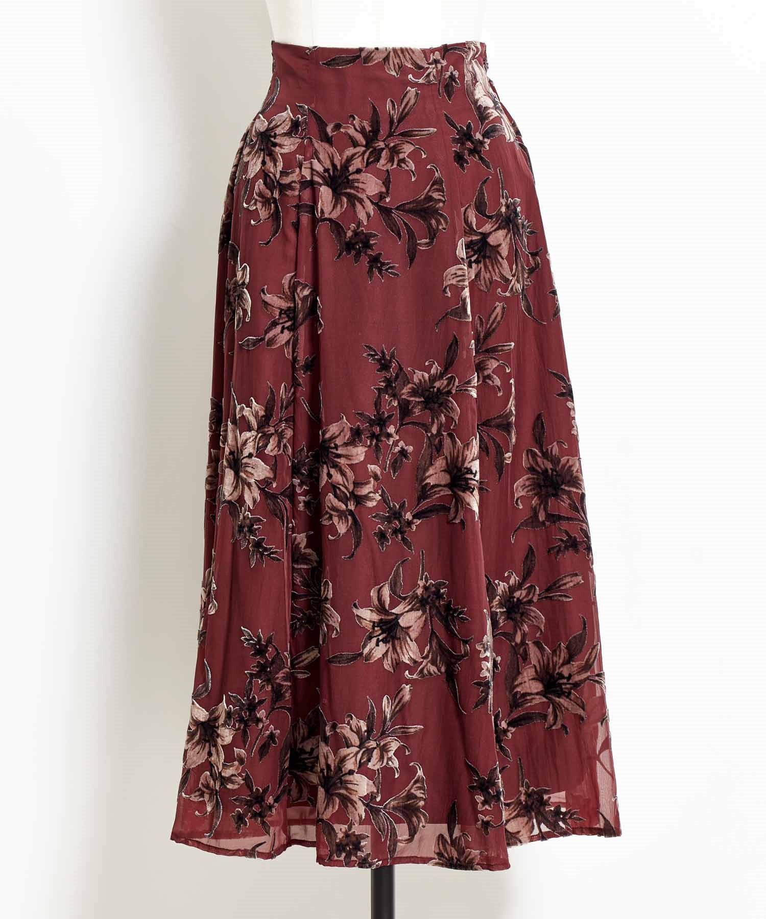 SSサイズあり】ベロアプリント花柄スカート | フレアスカート | NOELA