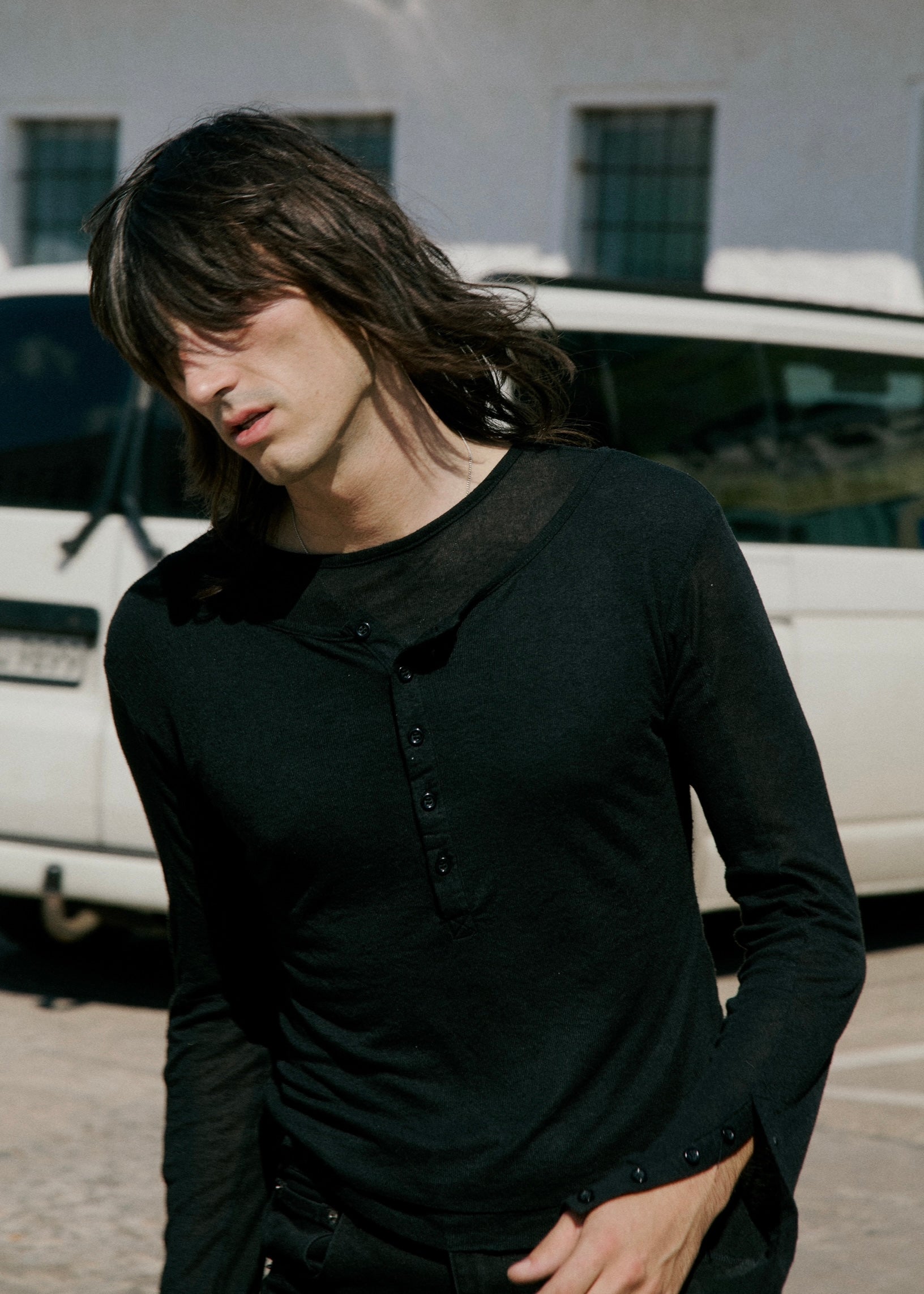 DOUBLE-LAYERED BUTTON ORGANIC COTTON SHIRT BLACK – NO/FAITH STUDIOS